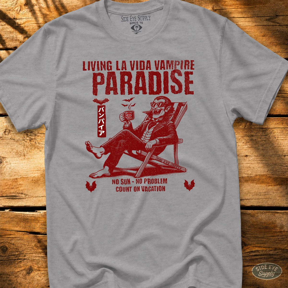 Living La Vida Vampire Tee Sport Grey / S - by Side Eye Supply - Surf Beach Life Apparel