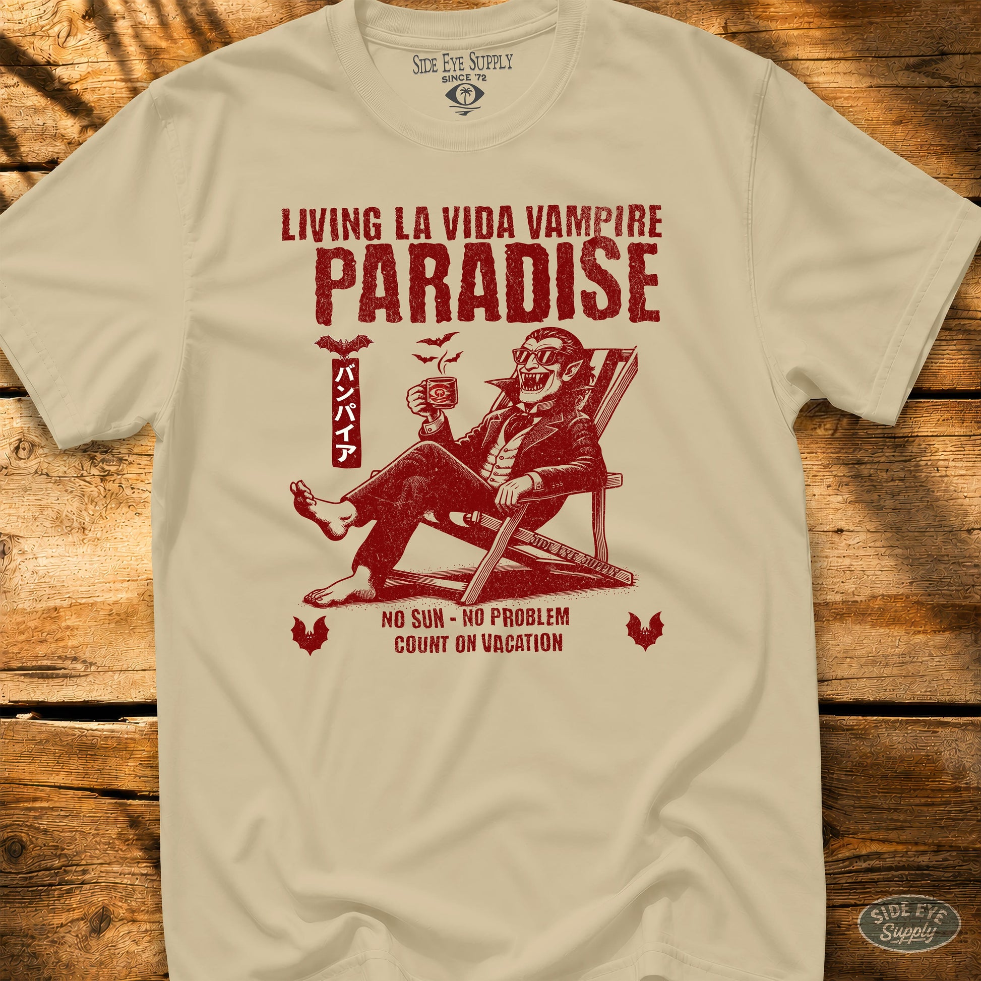 Living La Vida Vampire Tee Sand / S - by Side Eye Supply - Surf Beach Life Apparel