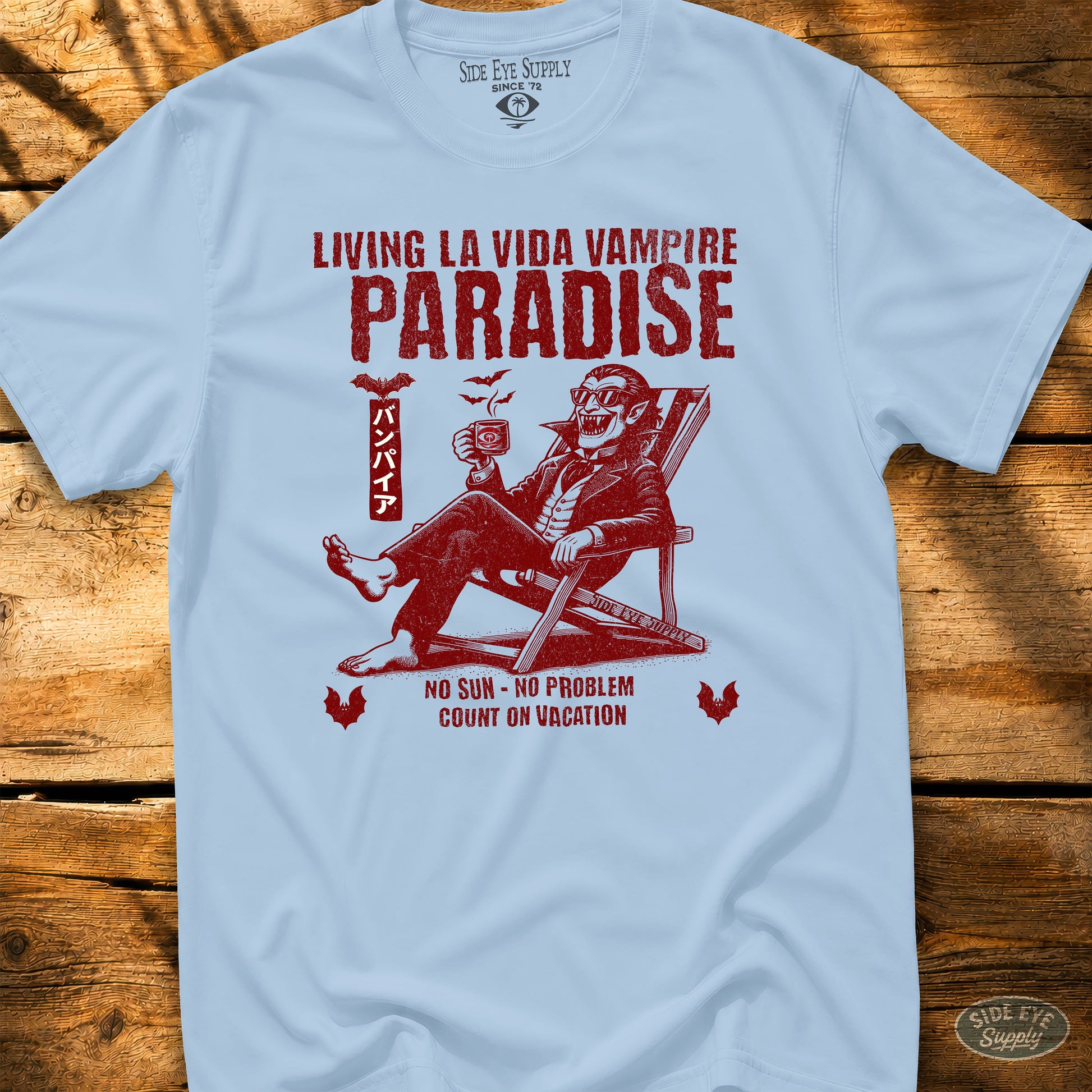 Living La Vida Vampire Tee Light Blue / S - by Side Eye Supply - Surf Beach Life Apparel