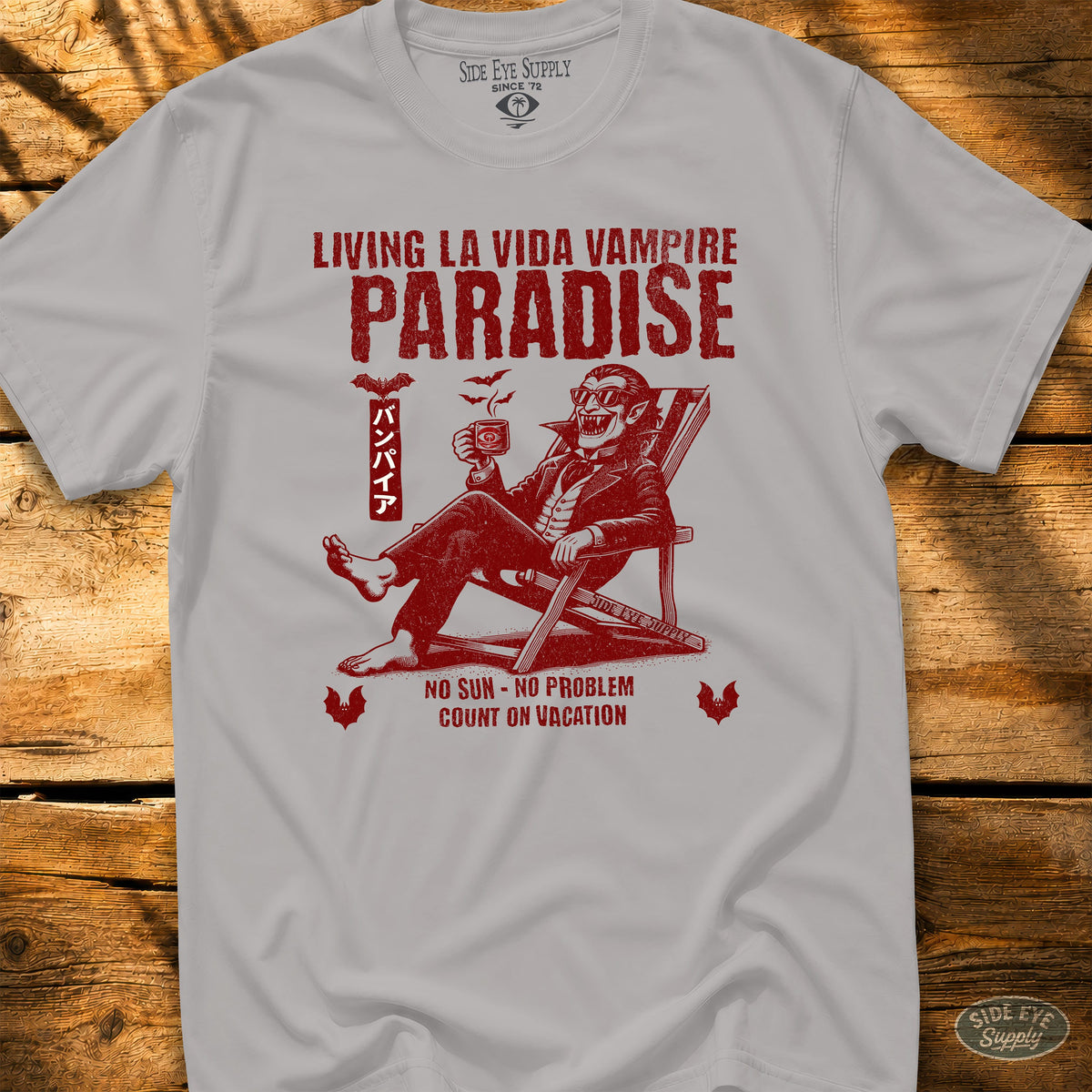 Living La Vida Vampire Tee Ice Grey / S - by Side Eye Supply - Surf Beach Life Apparel