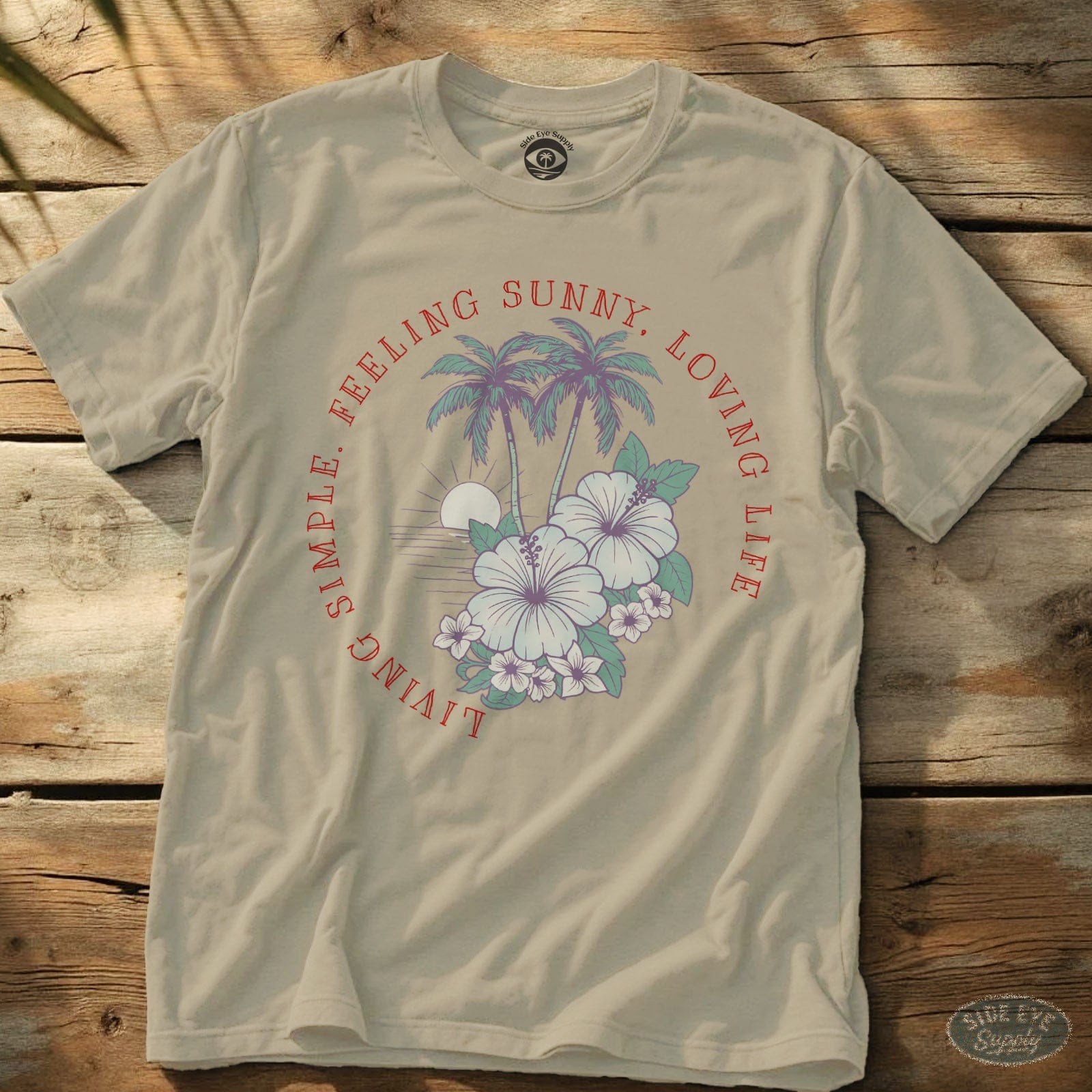 Living Simple Tee Natural / S - by Side Eye Supply - Surf Beach Life Apparel