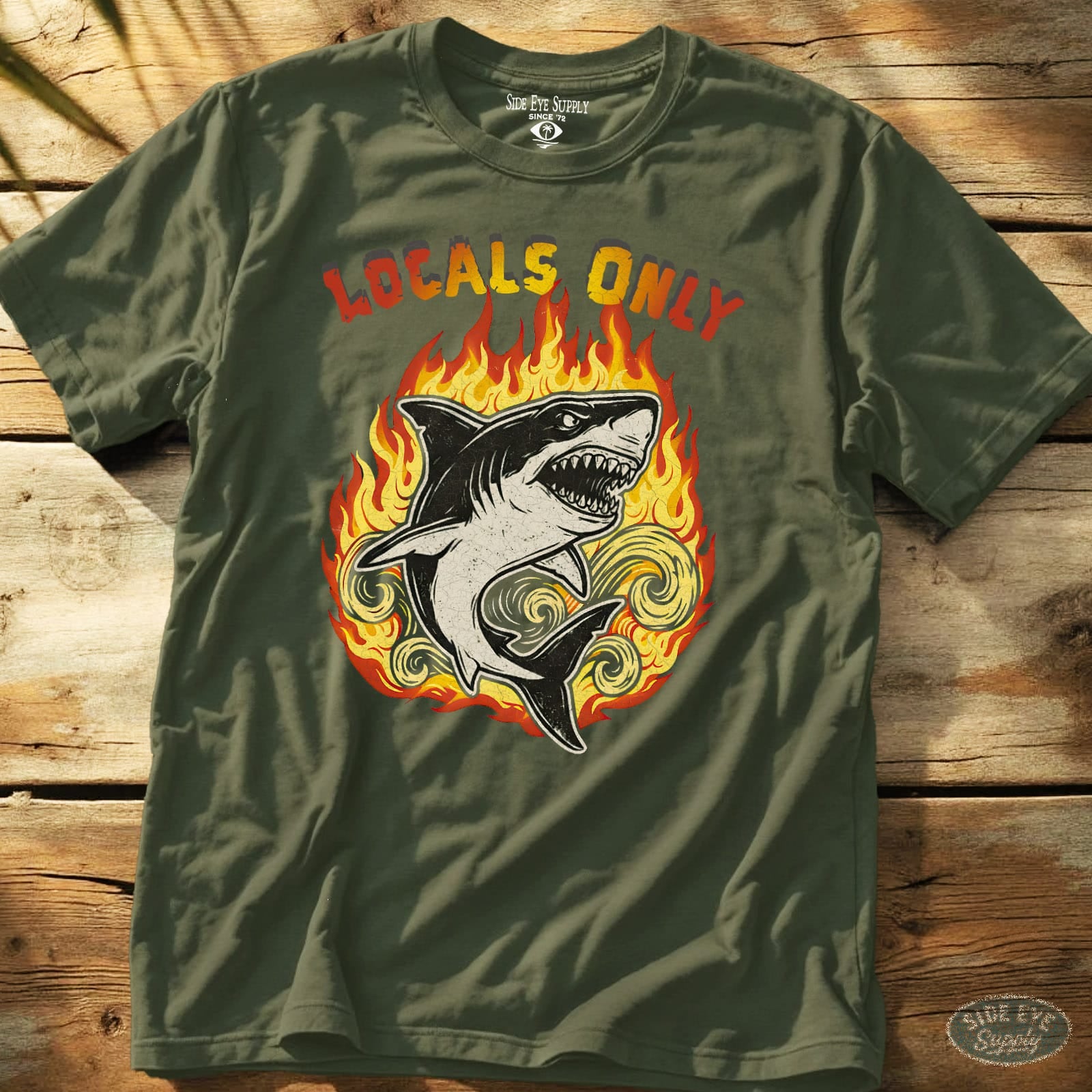 Locals Only Tee Military Green / S - by Side Eye Supply - Surf Beach Life Apparel