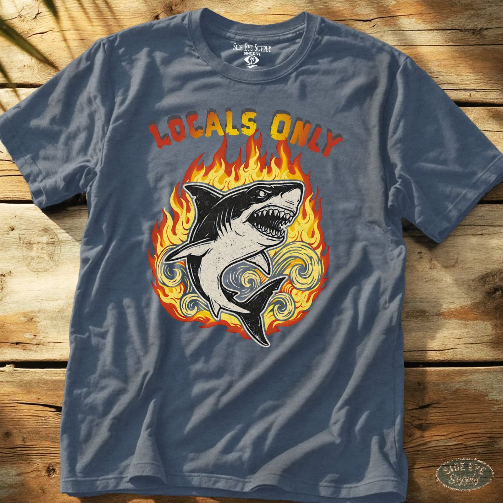Locals Only Tee Heather Indigo / S - by Side Eye Supply - Surf Beach Life Apparel