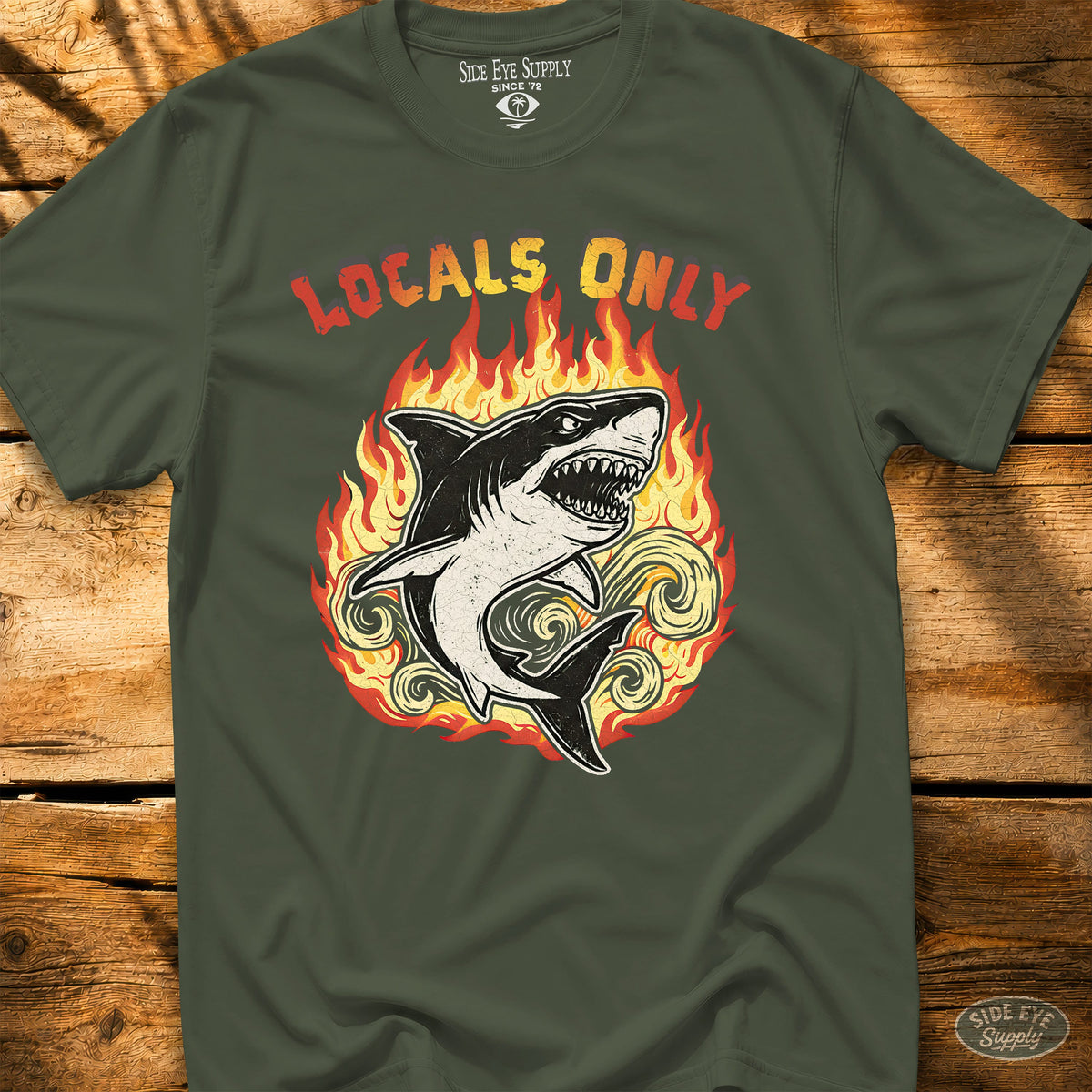 Locals Only Tee Military Green / S - by Side Eye Supply - Surf Beach Life Apparel