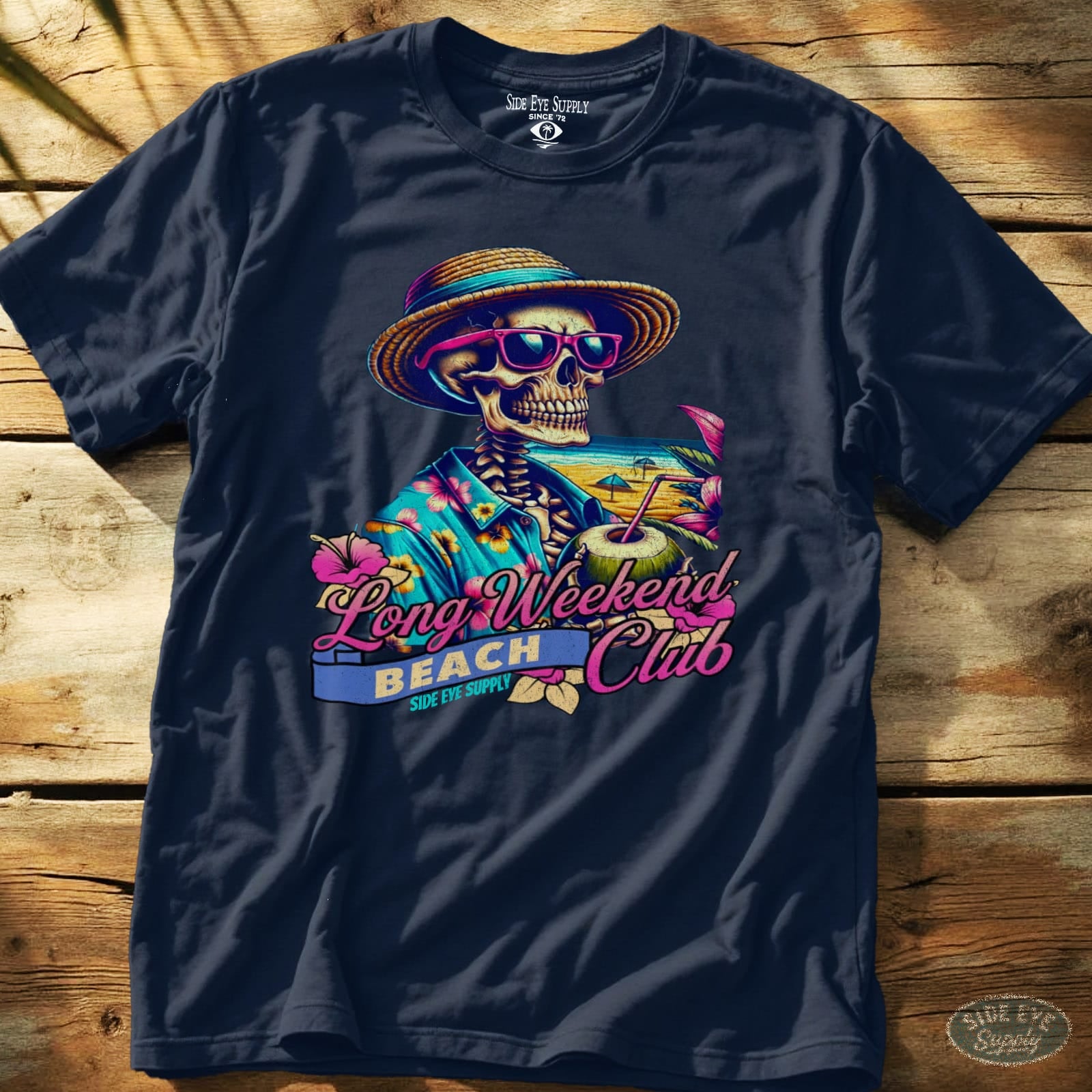 Long Weekend Beach Club Tee Navy / S - by Side Eye Supply - Surf Beach Life Apparel