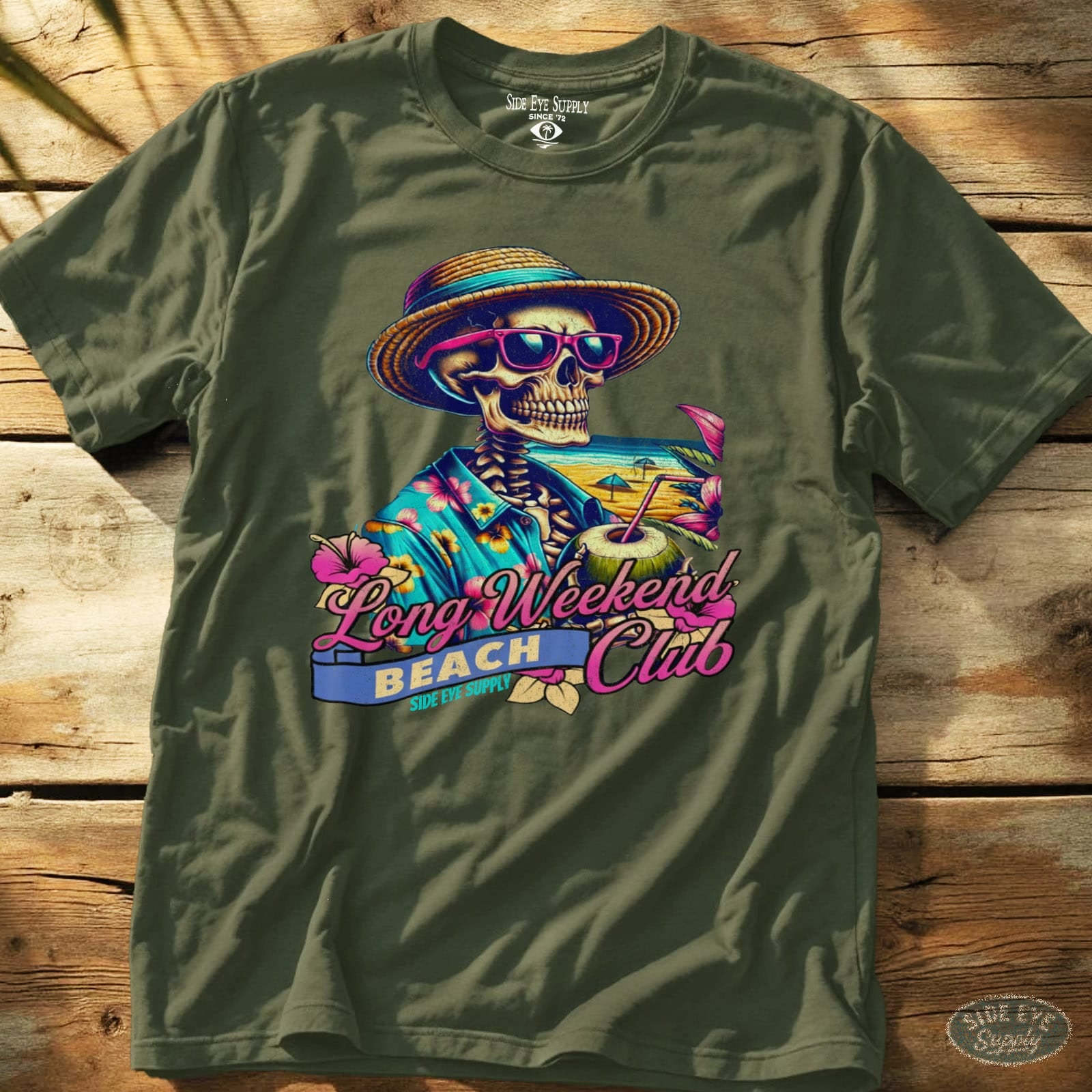 Long Weekend Beach Club Tee Military Green / S - by Side Eye Supply - Surf Beach Life Apparel
