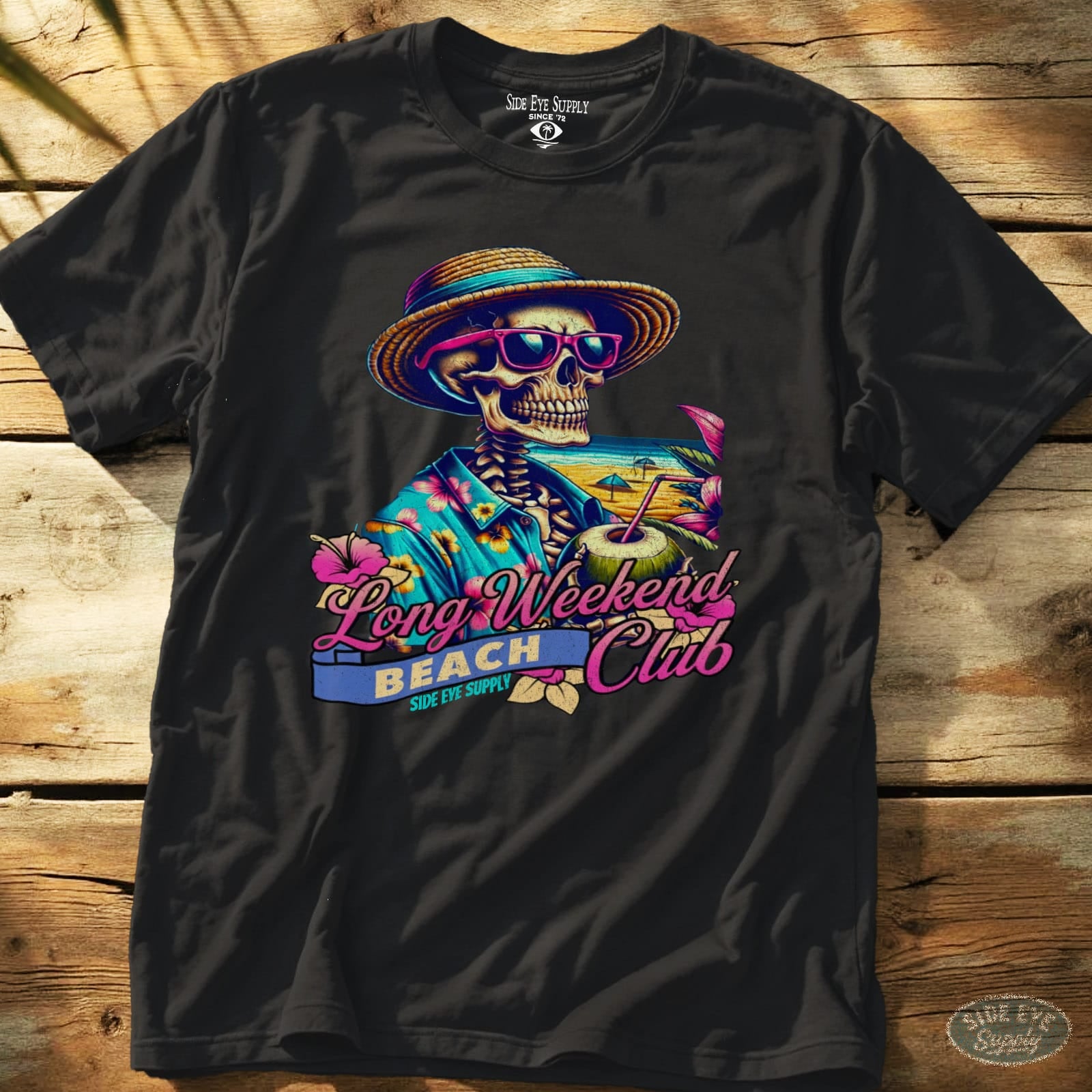 Long Weekend Beach Club Tee Black / S - by Side Eye Supply - Surf Beach Life Apparel