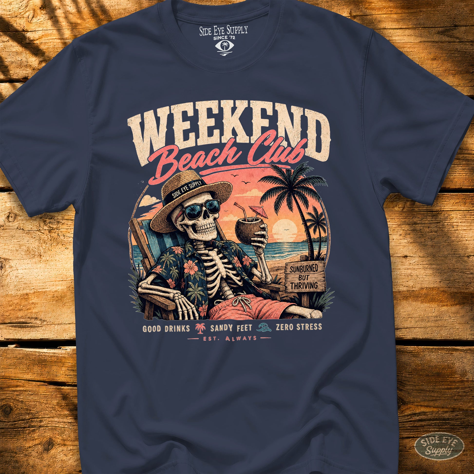 Long Weekend Beach Club Tee Navy / S - by Side Eye Supply - Surf Beach Life Apparel