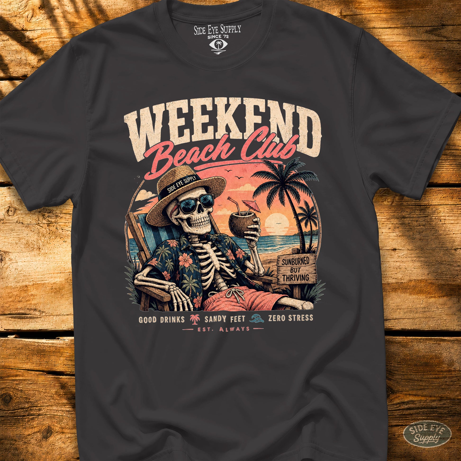 Long Weekend Beach Club Tee Black / S - by Side Eye Supply - Surf Beach Life Apparel