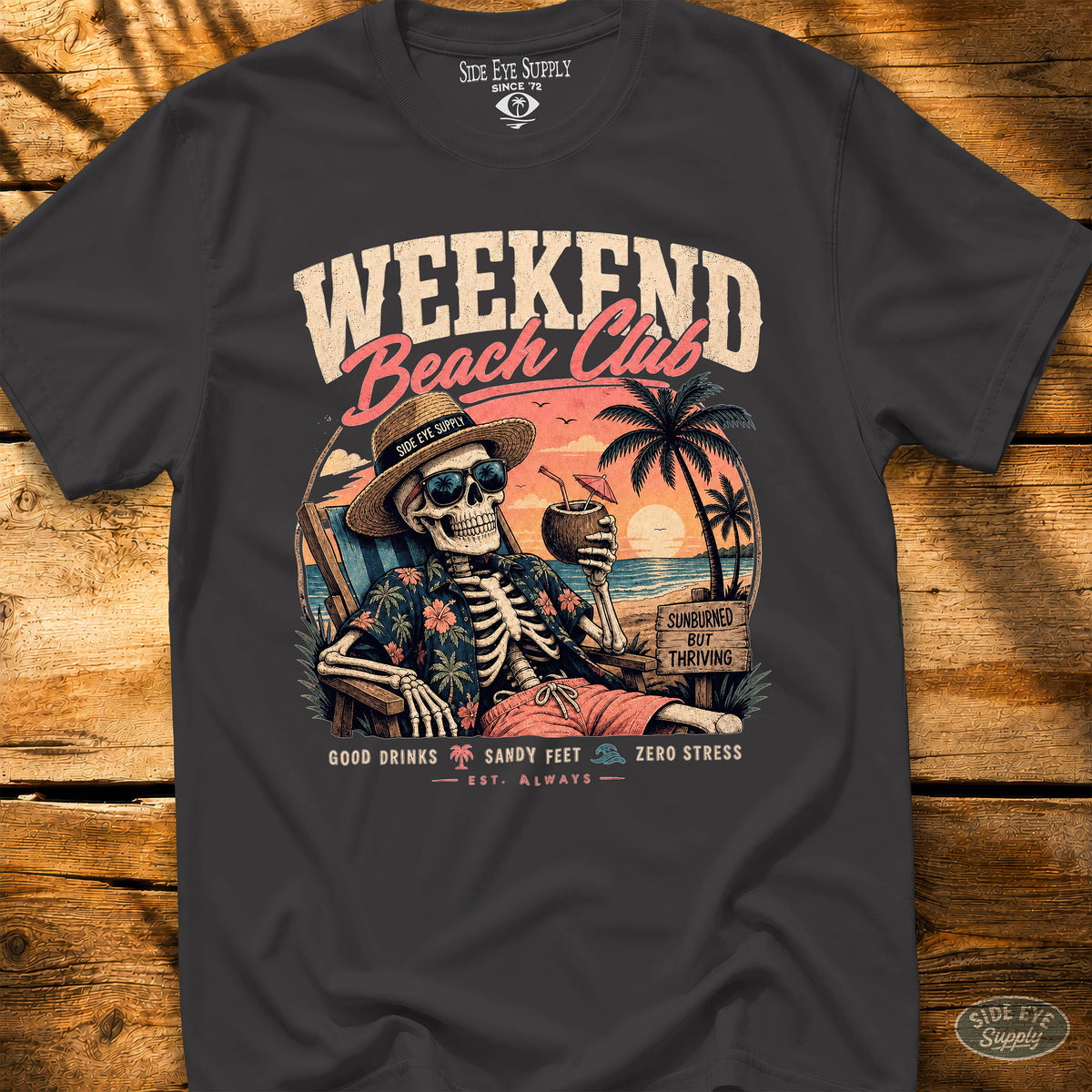 Long Weekend Beach Club Tee Black / S - by Side Eye Supply - Surf Beach Life Apparel