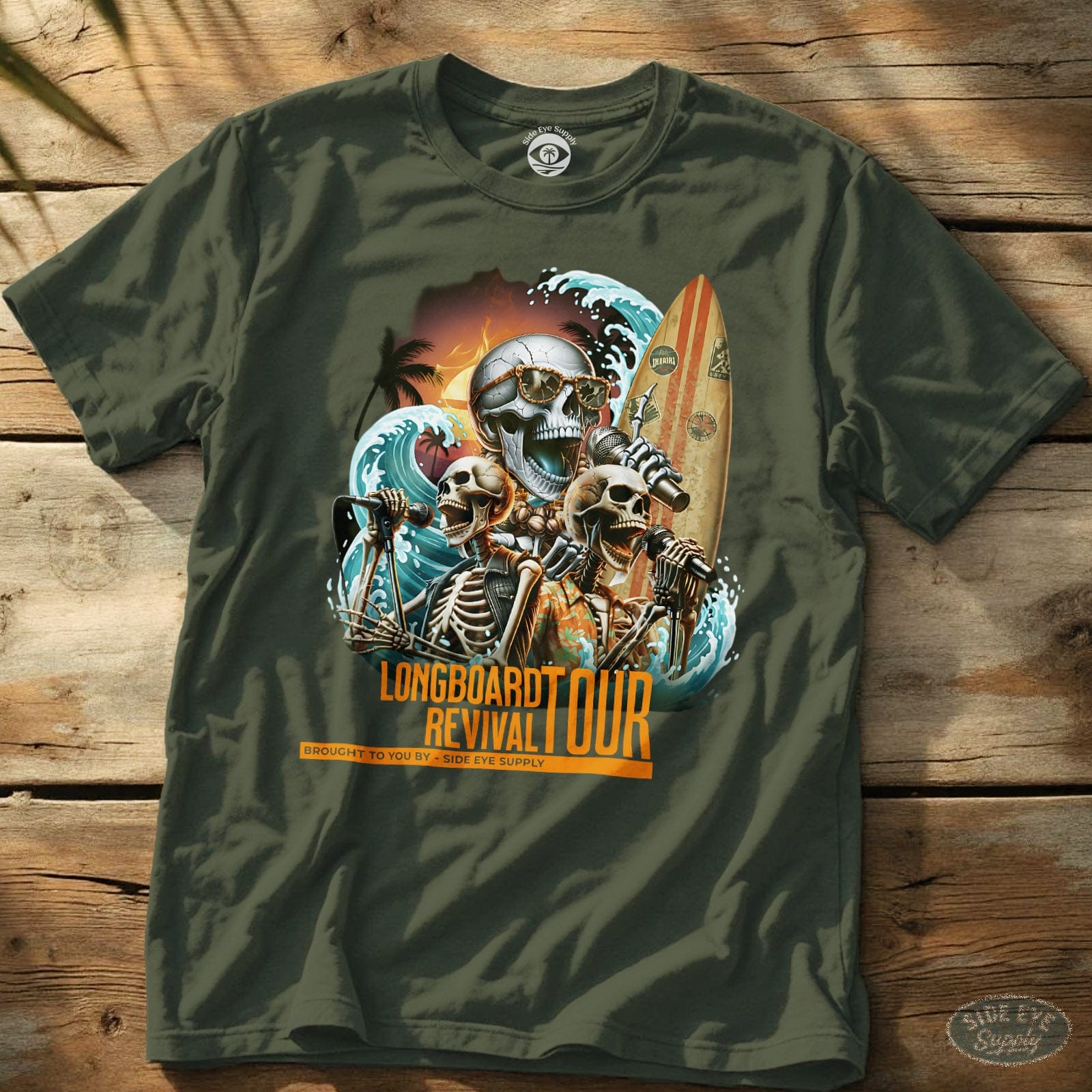 Longboard Revival Tee Military Green / S - by Side Eye Supply - Surf Beach Life Apparel