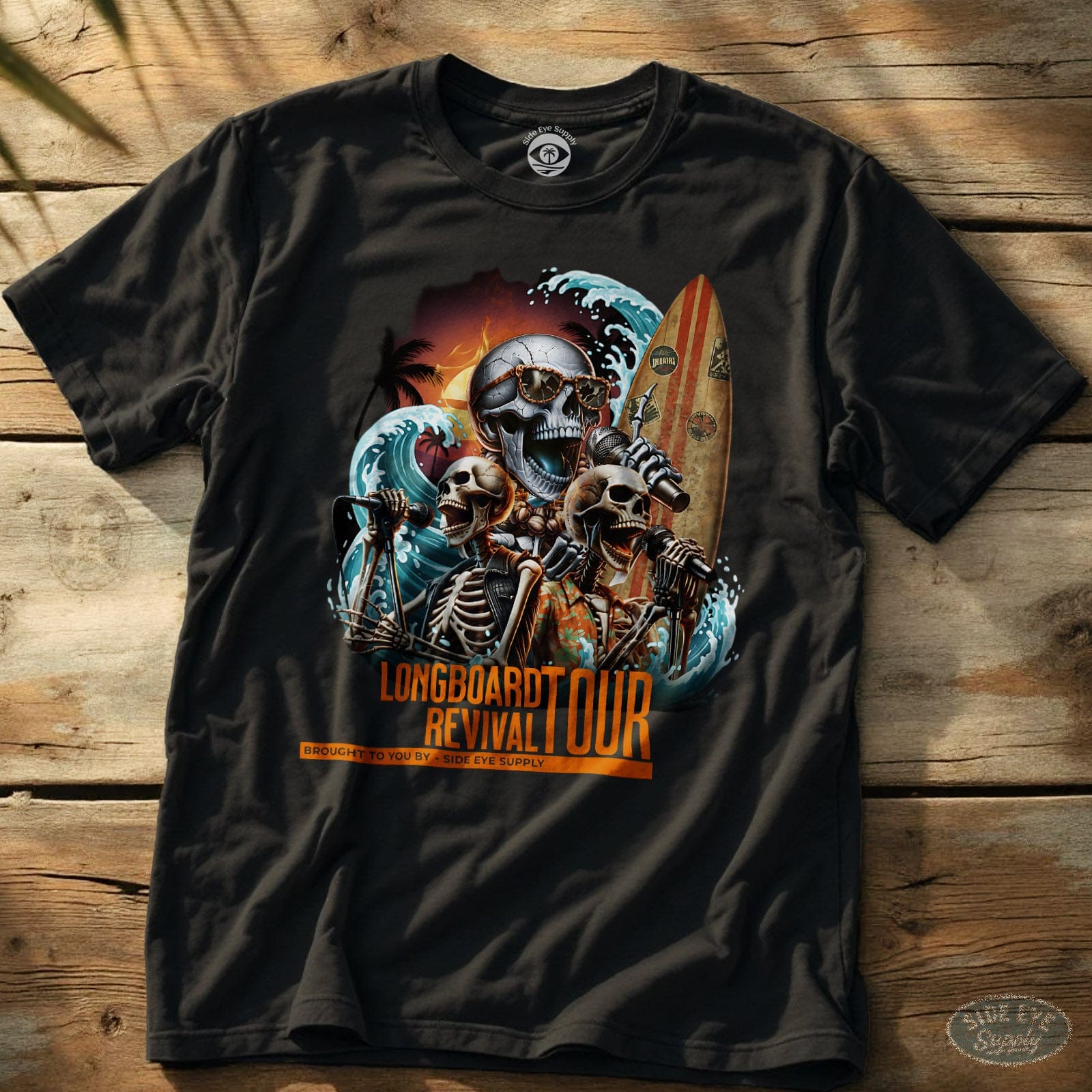 Longboard Revival Tee Black / S - by Side Eye Supply - Surf Beach Life Apparel