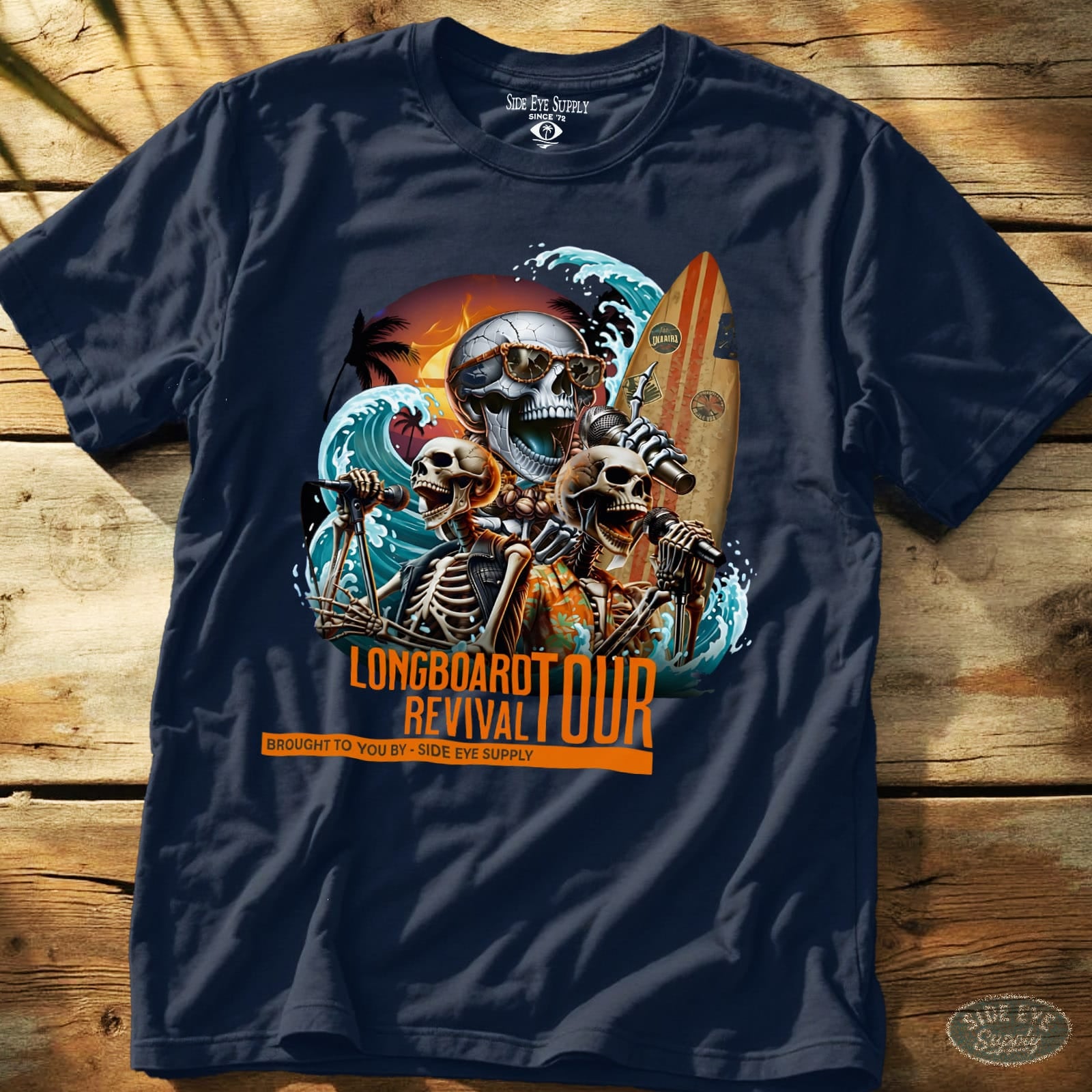 Longboard Revival Tee Navy / S - by Side Eye Supply - Surf Beach Life Apparel