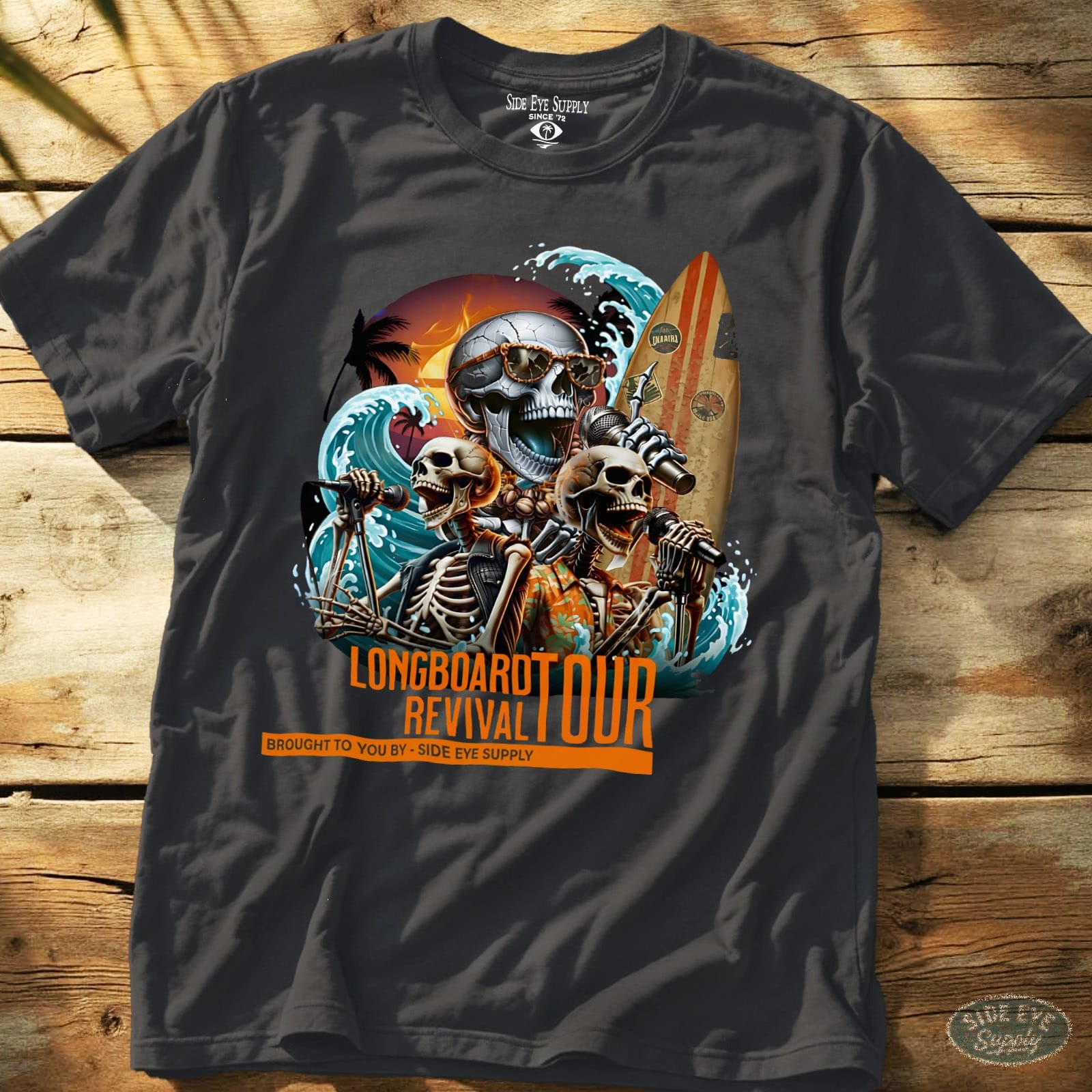 Longboard Revival Tee Charcoal / S - by Side Eye Supply - Surf Beach Life Apparel