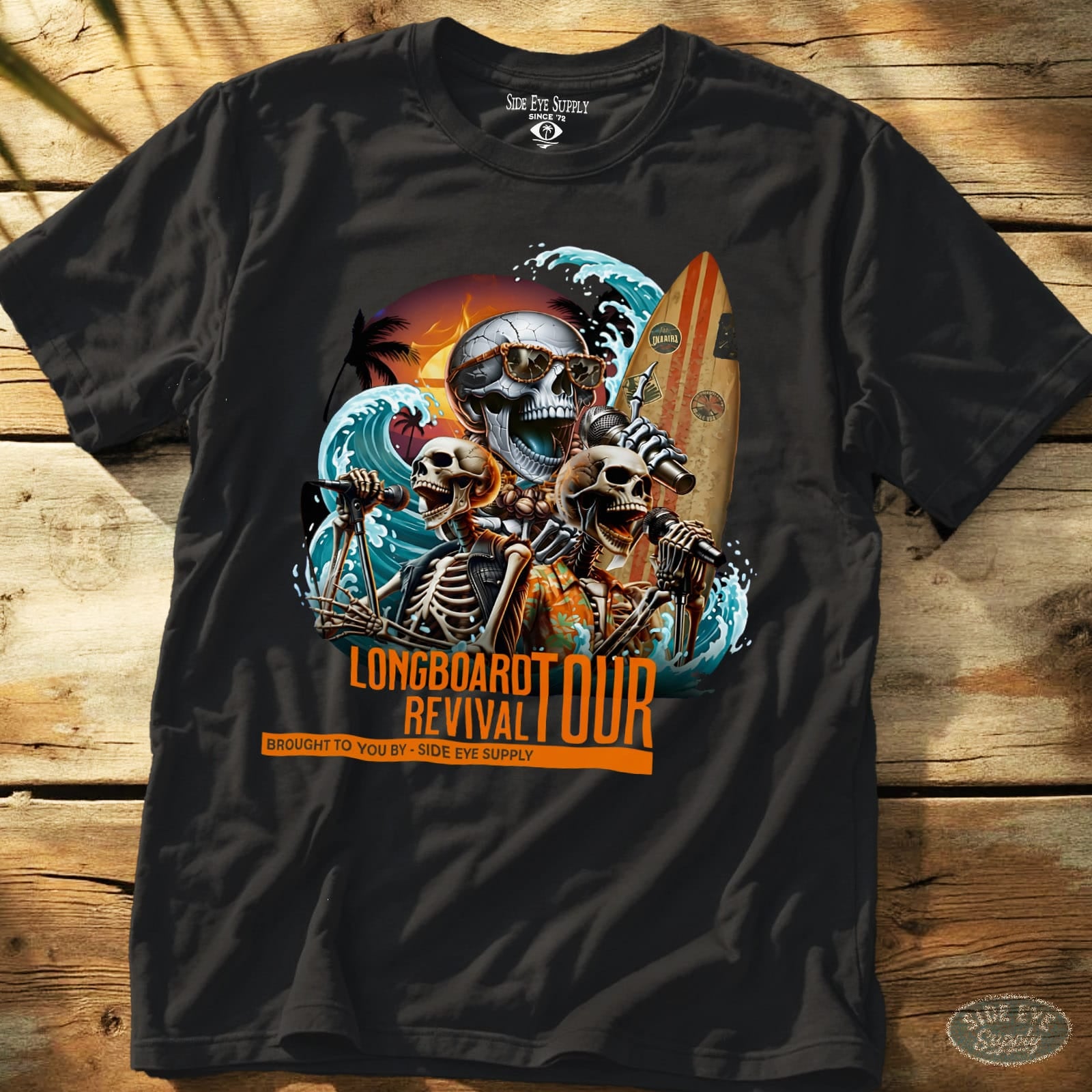 Longboard Revival Tee Black / S - by Side Eye Supply - Surf Beach Life Apparel