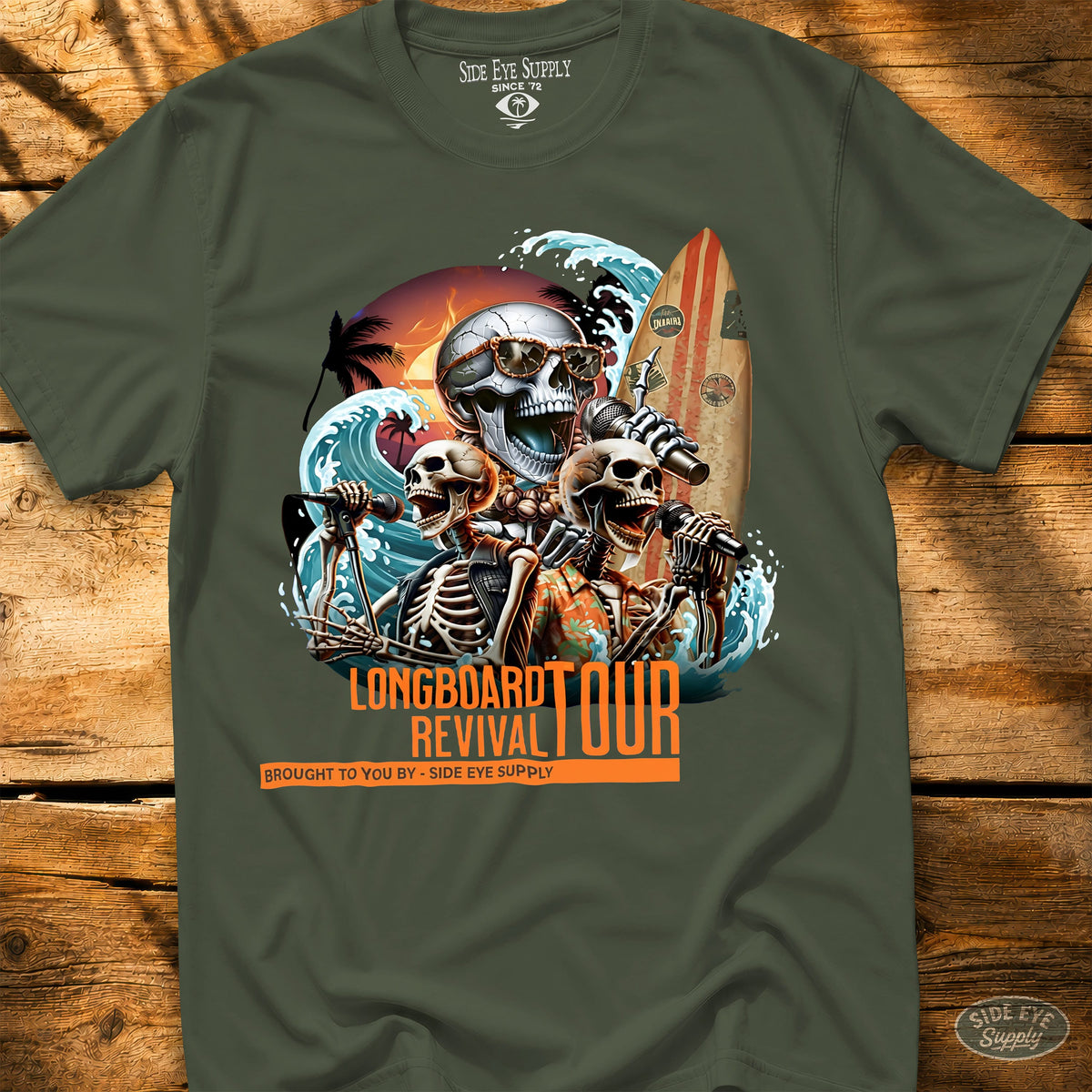 Longboard Revival Tee Military Green / S - by Side Eye Supply - Surf Beach Life Apparel