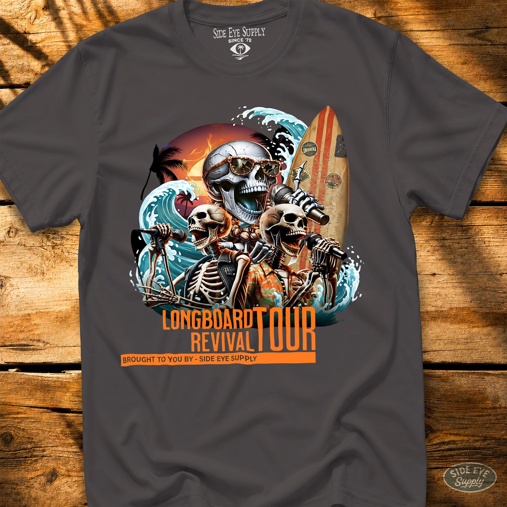 Longboard Revival Tee Charcoal / S - by Side Eye Supply - Surf Beach Life Apparel