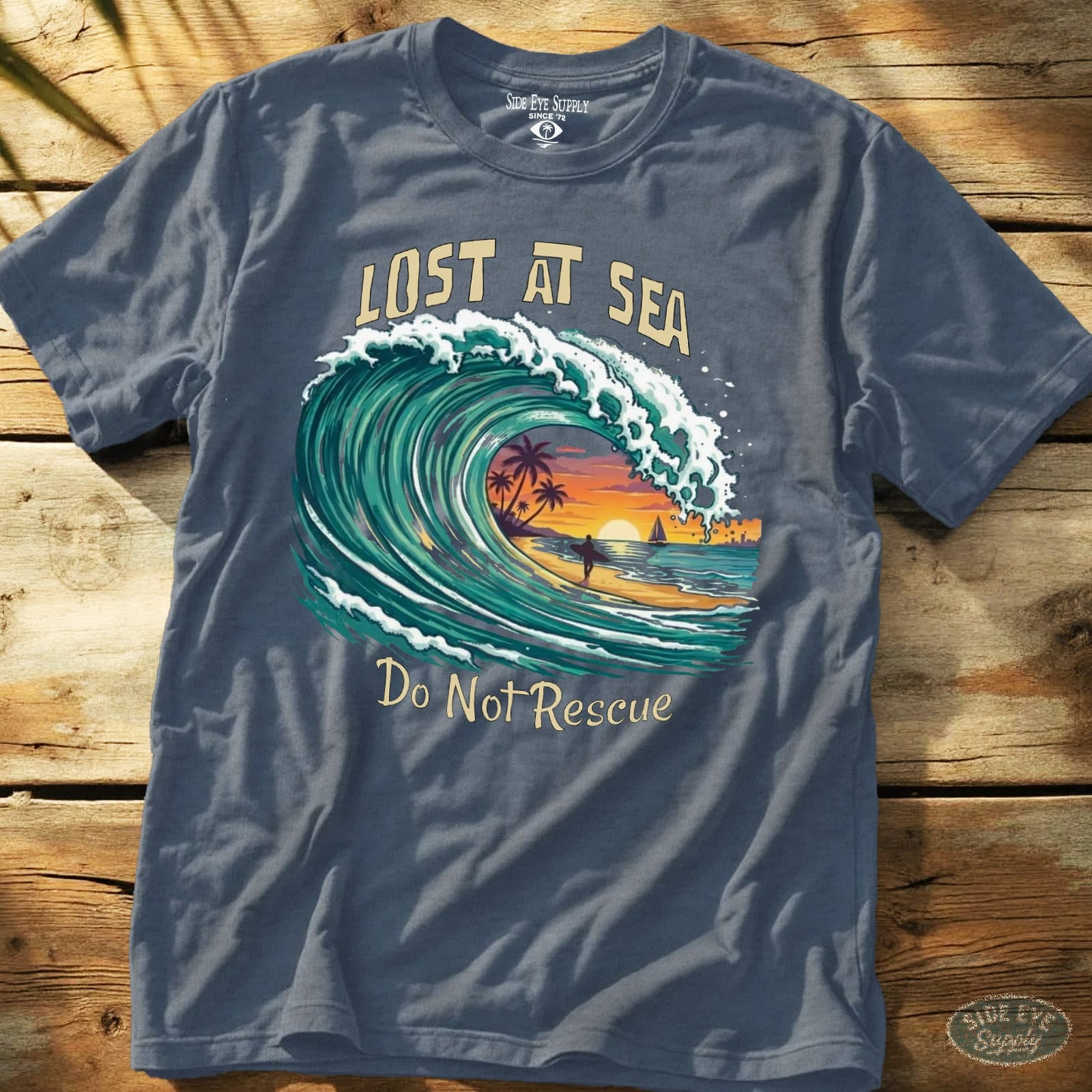 Lost At Sea Tee Heather Indigo / S - by Side Eye Supply - Surf Beach Life Apparel