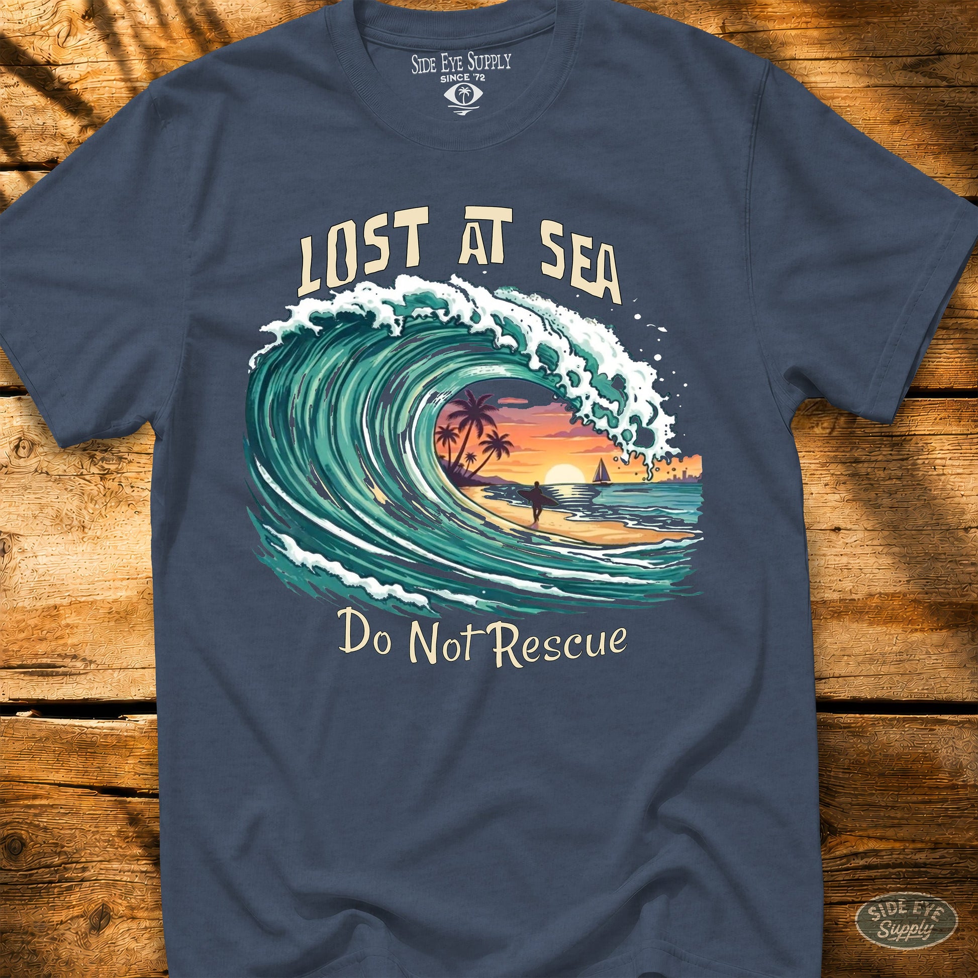 Lost At Sea Tee Heather Indigo / S - by Side Eye Supply - Surf Beach Life Apparel