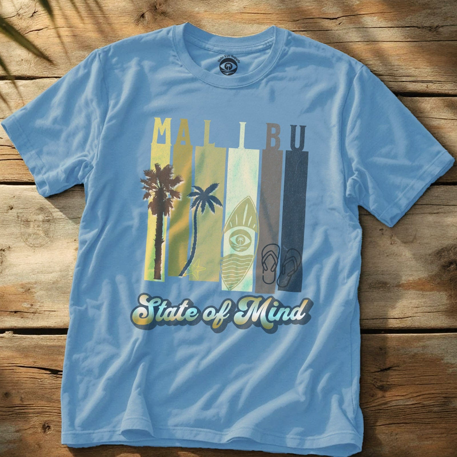 Malibu State of Mind Tee (Gold Rush Edition) Light Blue / S - by Side Eye Supply - Surf Beach Life Apparel