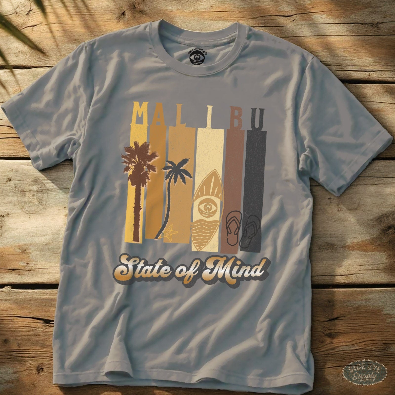 Malibu State of Mind Tee (Gold Rush Edition) Ice Grey / S - by Side Eye Supply - Surf Beach Life Apparel