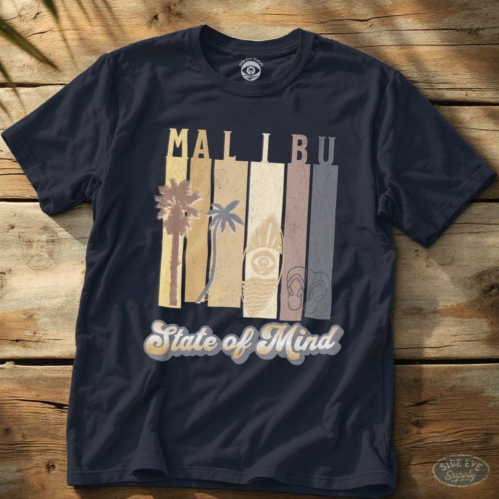 Malibu State of Mind Tee (Gold Rush Edition) Navy / S - by Side Eye Supply - Surf Beach Life Apparel
