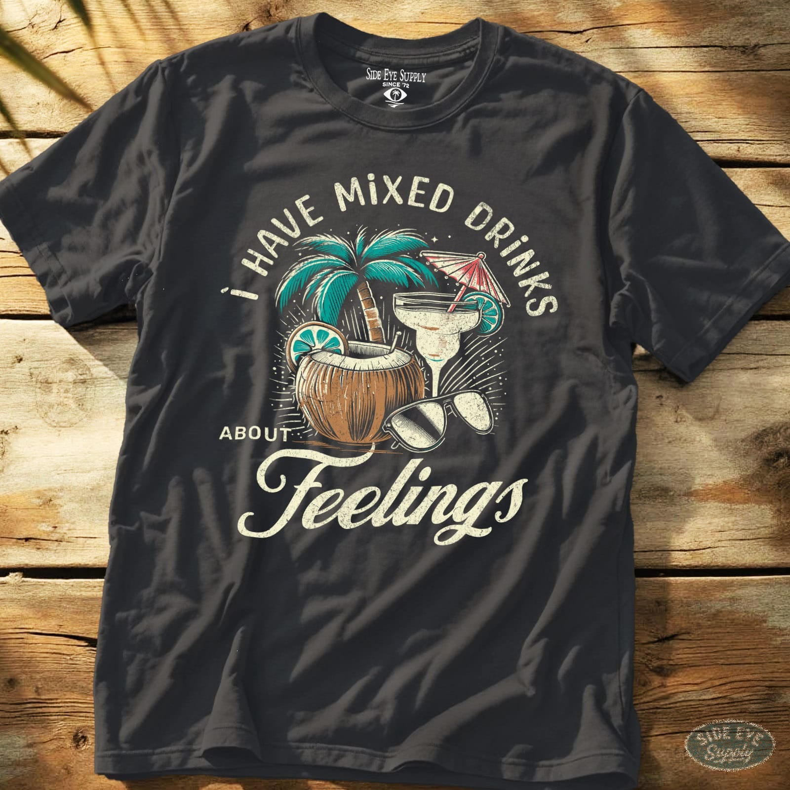 Mixed Drinks Tee Charcoal / S - by Side Eye Supply - Surf Beach Life Apparel