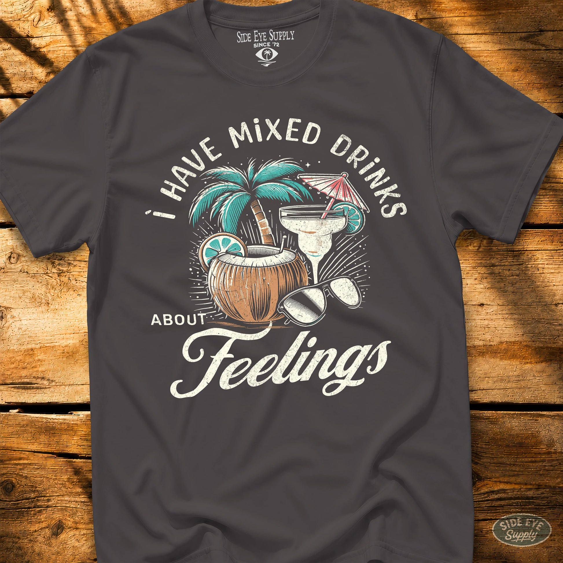 Mixed Drinks Tee Charcoal / S - by Side Eye Supply - Surf Beach Life Apparel