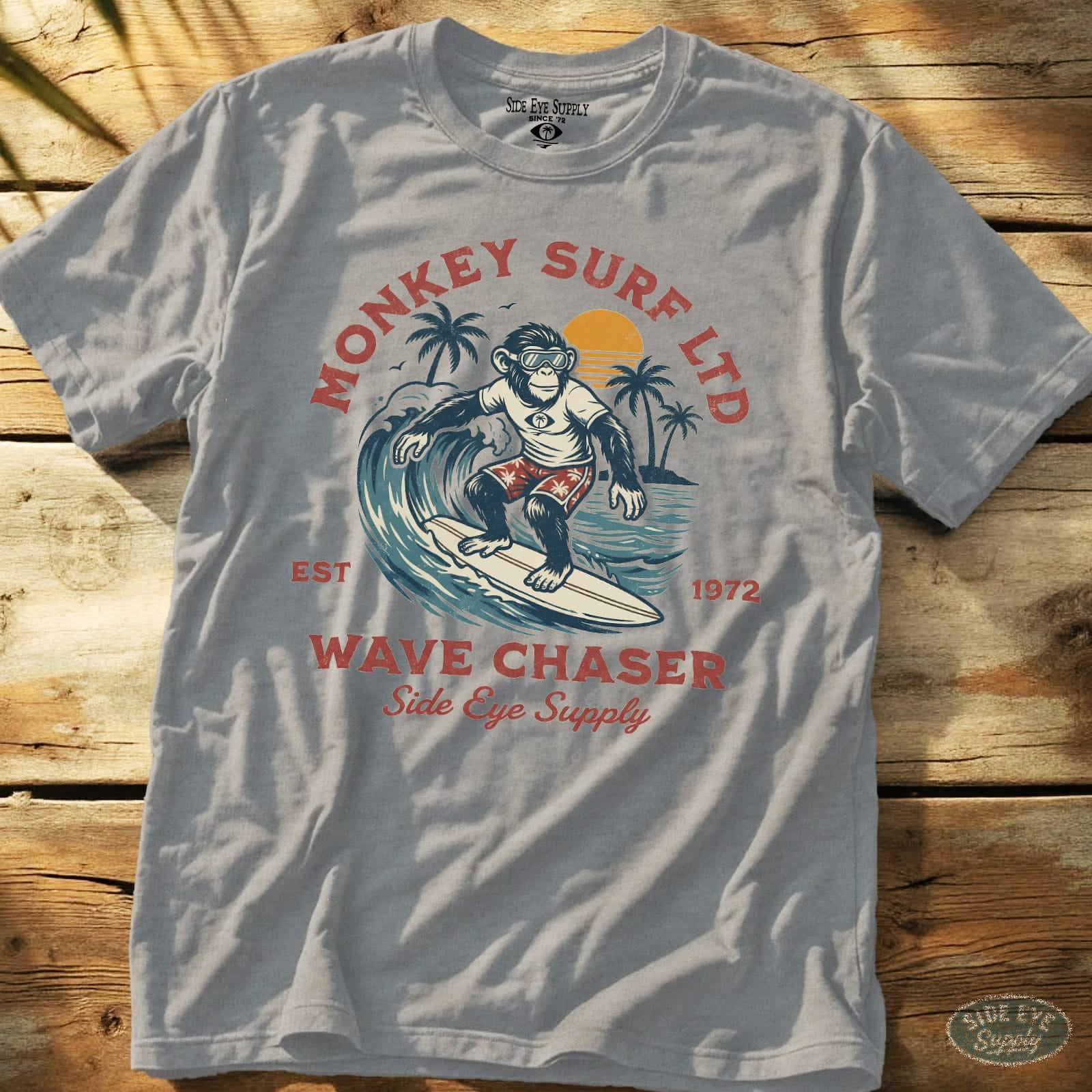 Monkey Surf Tee Sport Grey / S - by Side Eye Supply - Surf Beach Life Apparel