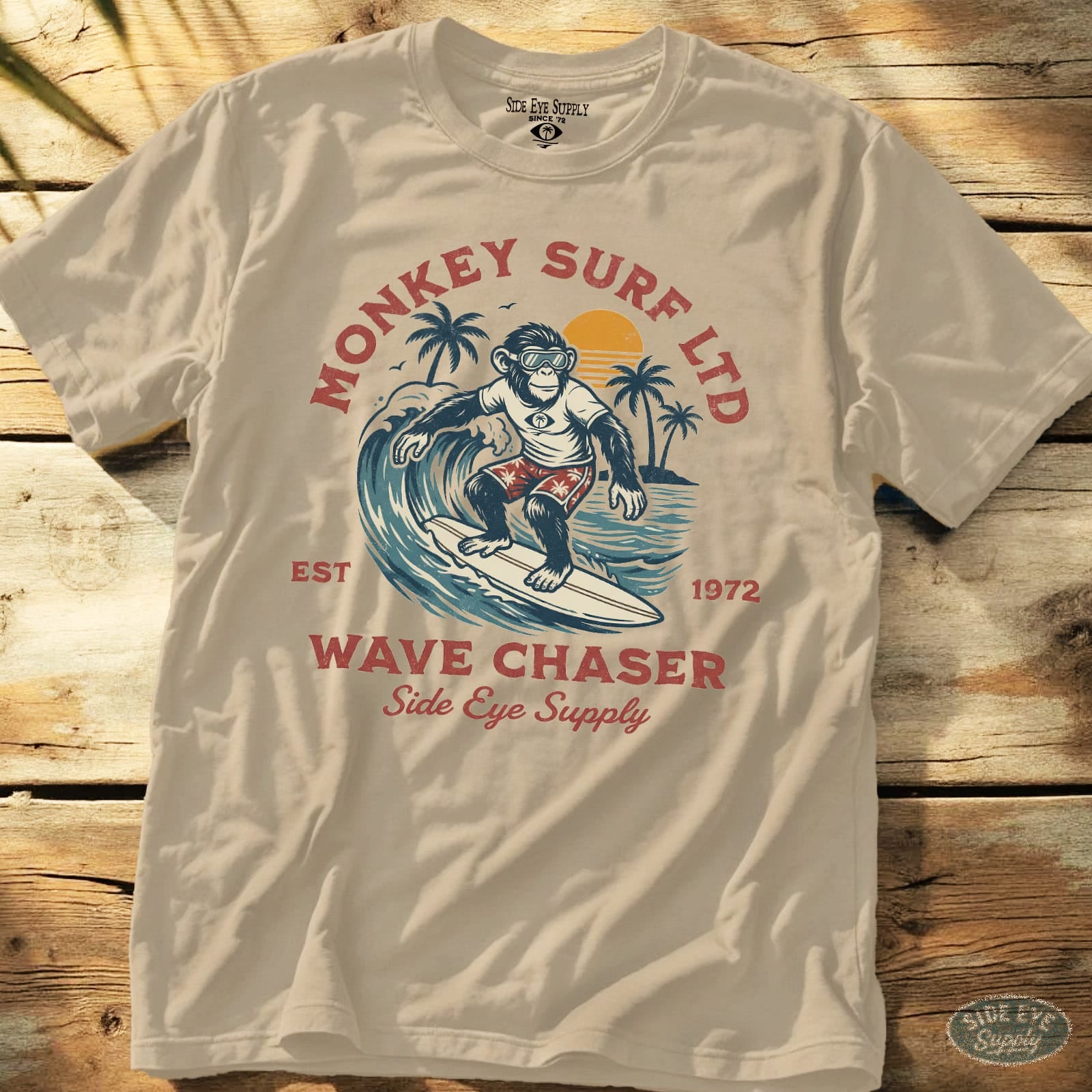 Monkey Surf Tee Sand / S - by Side Eye Supply - Surf Beach Life Apparel