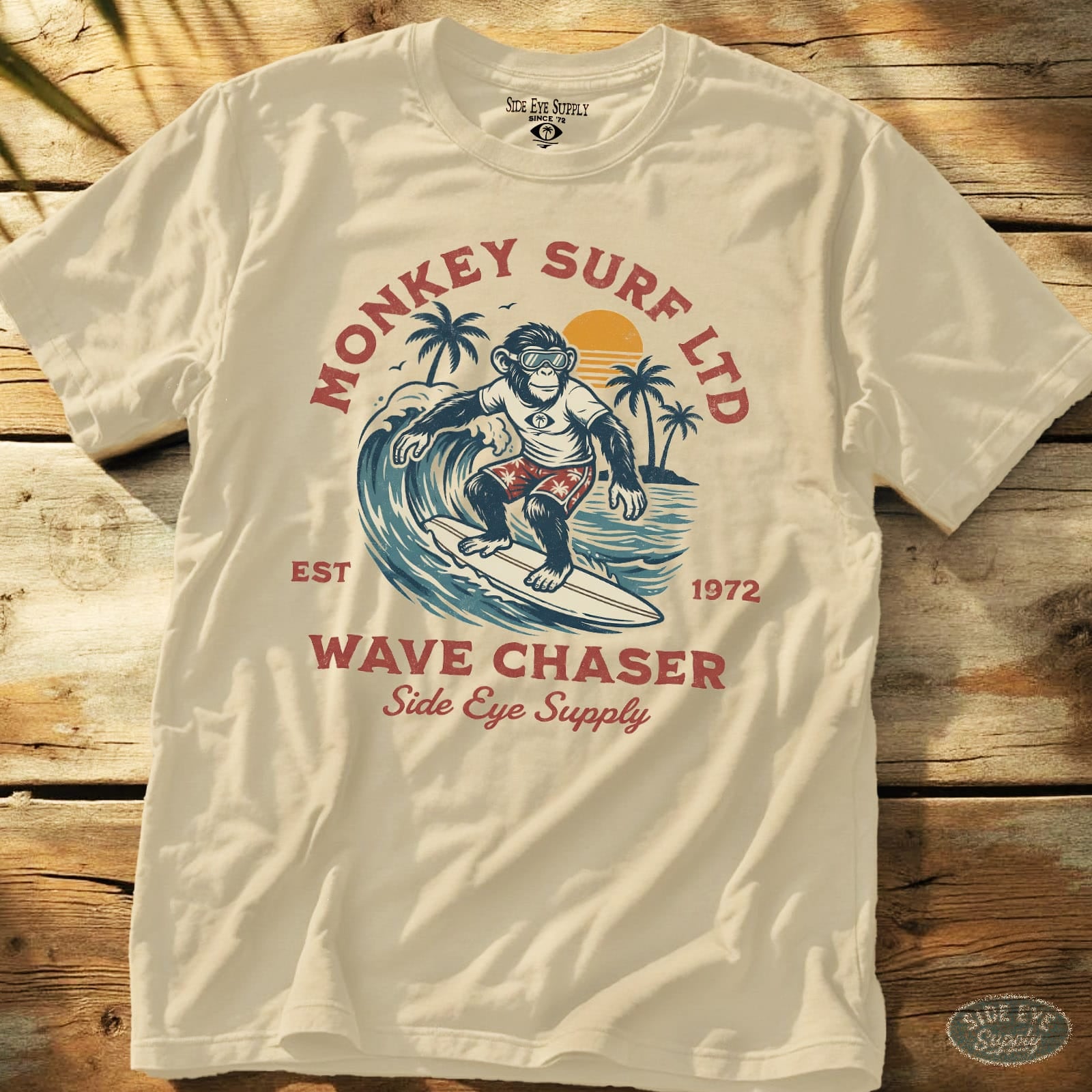 Monkey Surf Tee Natural / S - by Side Eye Supply - Surf Beach Life Apparel