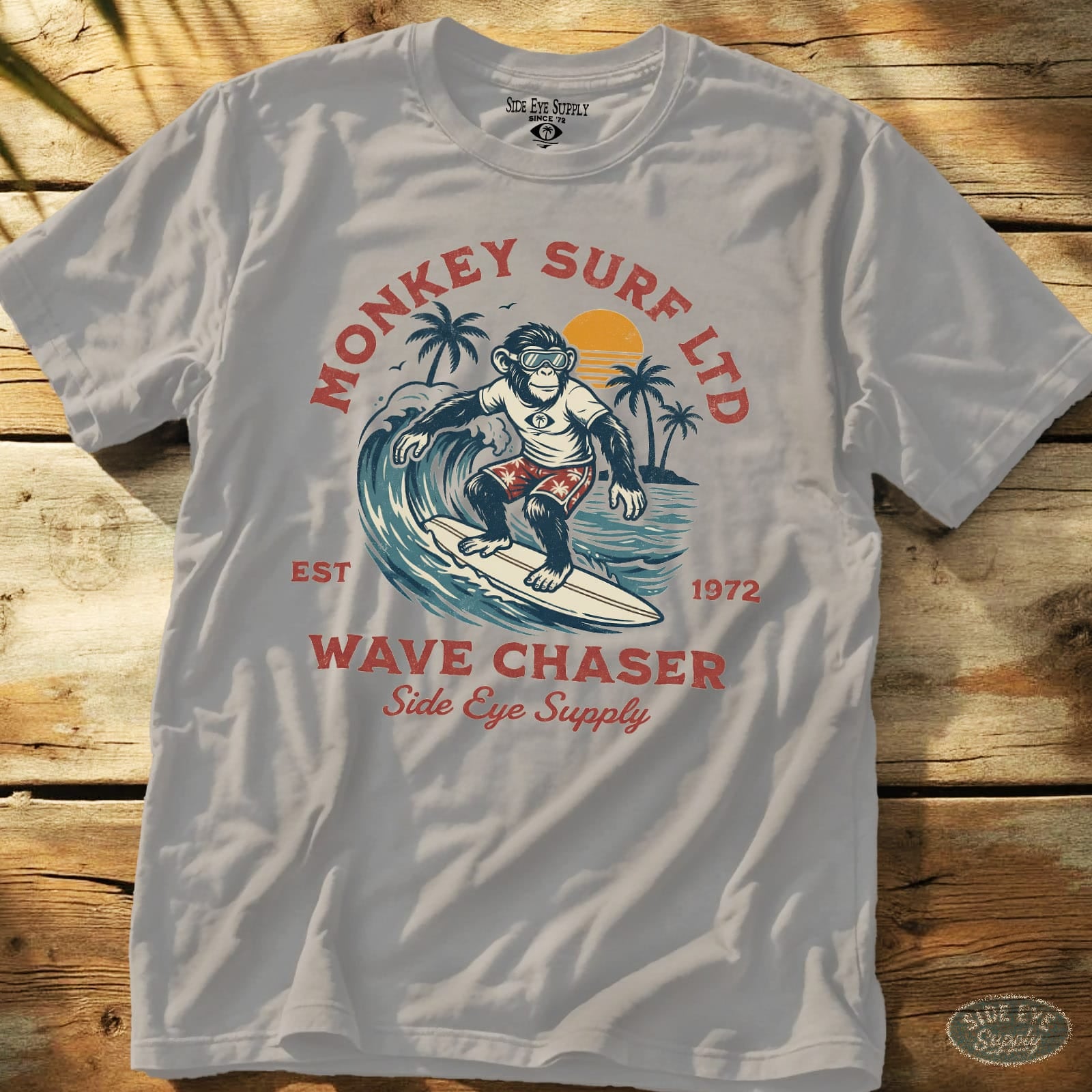 Monkey Surf Tee Ice Grey / S - by Side Eye Supply - Surf Beach Life Apparel
