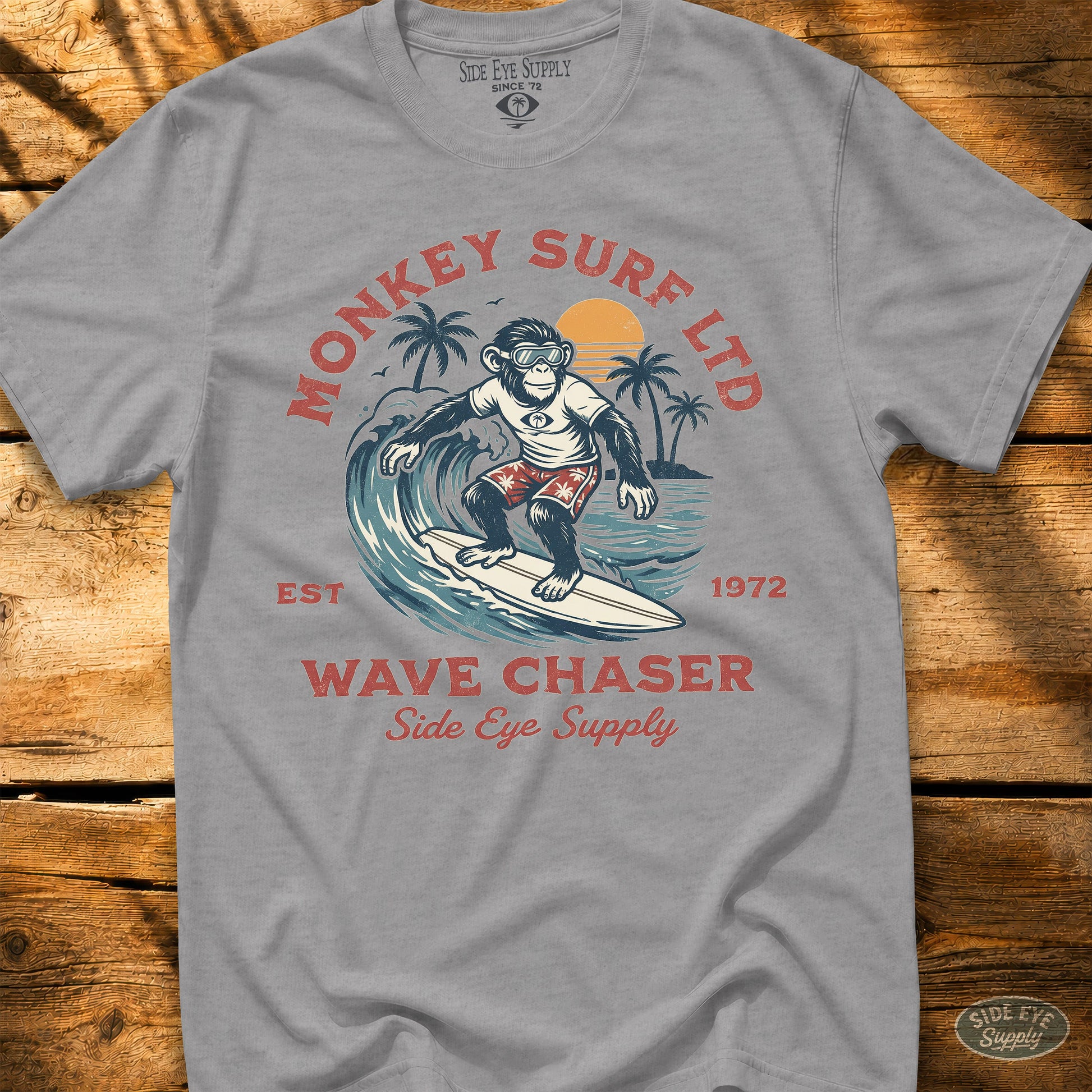 Monkey Surf Tee Sport Grey / S - by Side Eye Supply - Surf Beach Life Apparel