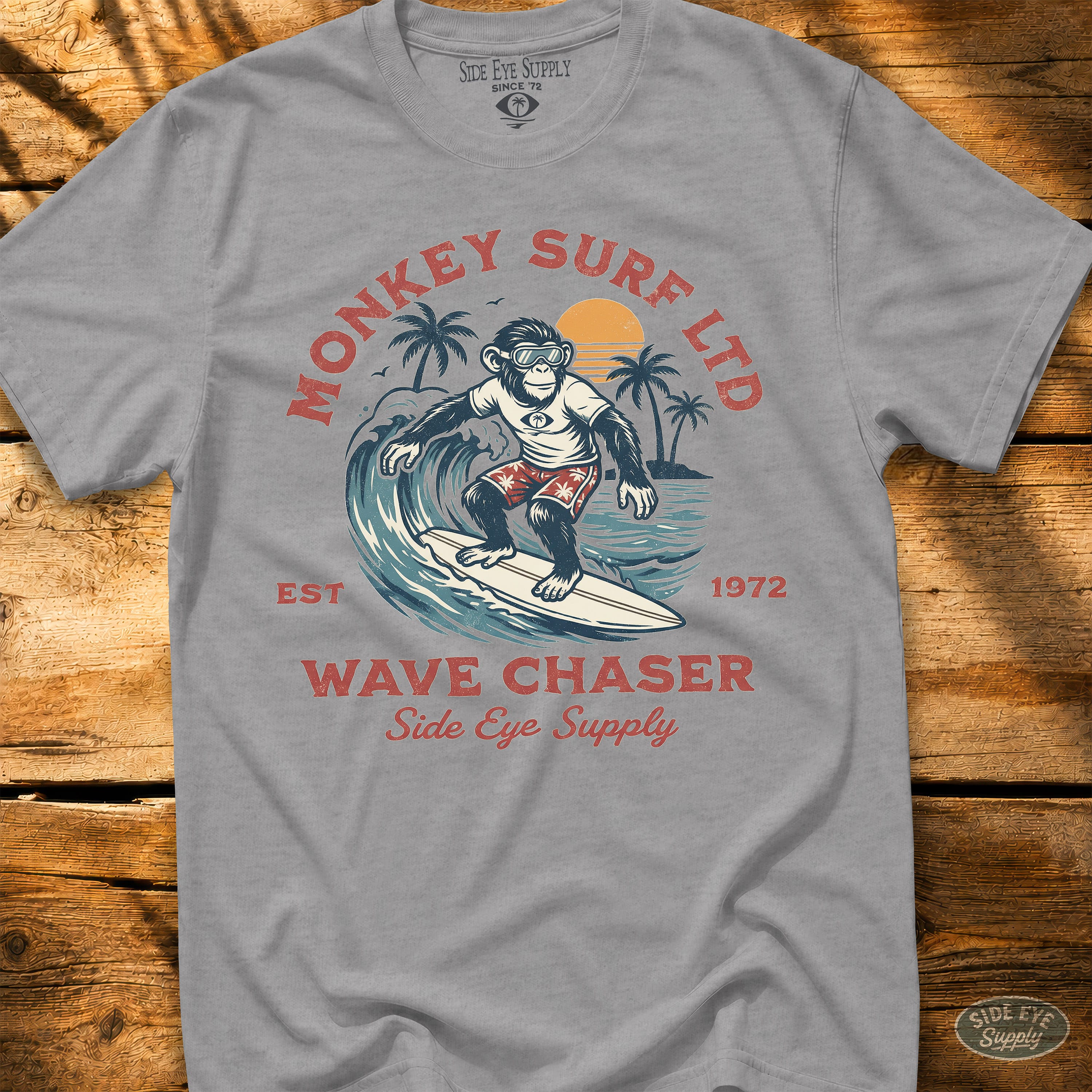 Monkey Surf Tee Sport Grey / S - by Side Eye Supply - Surf Beach Life Apparel