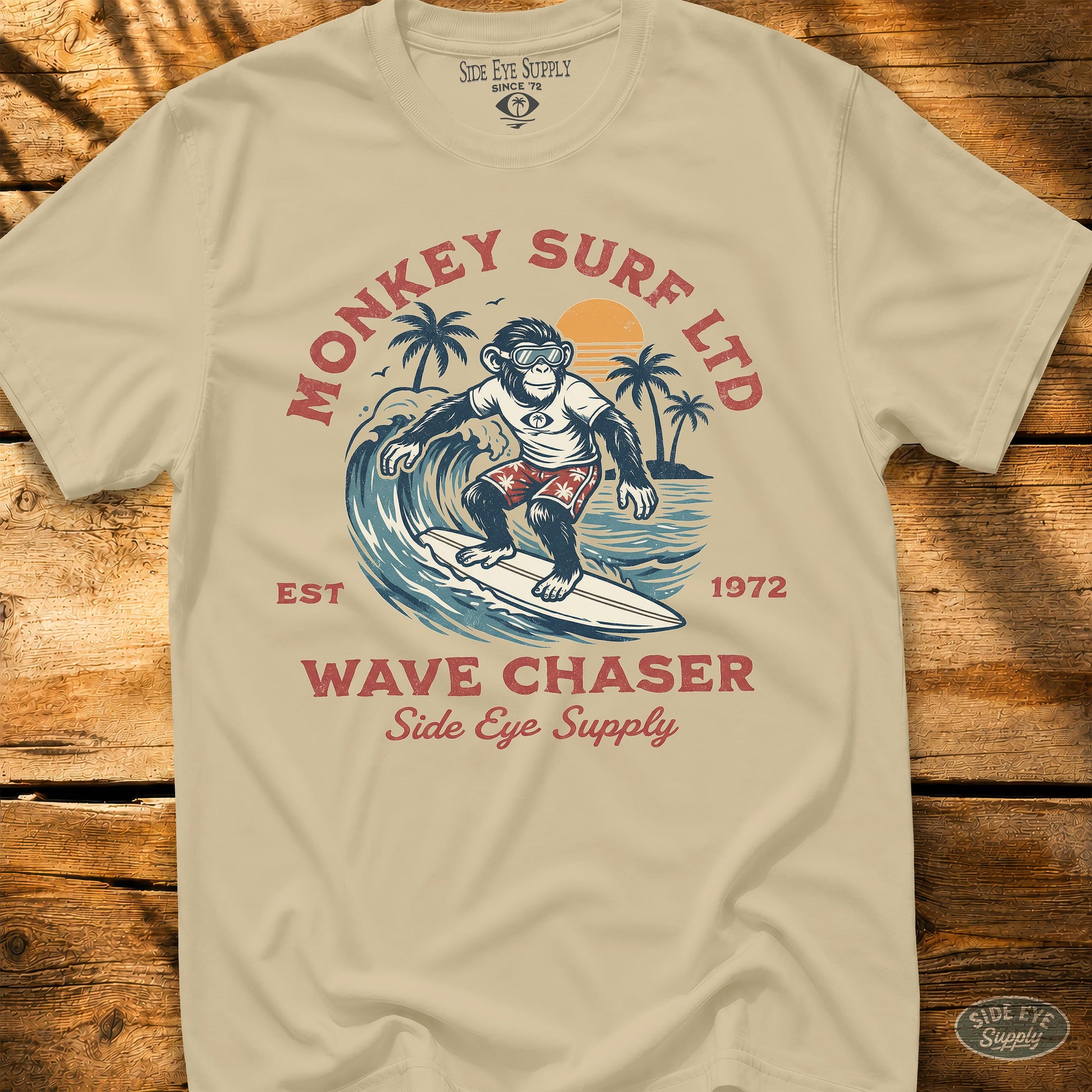 Monkey Surf Tee Sand / S - by Side Eye Supply - Surf Beach Life Apparel