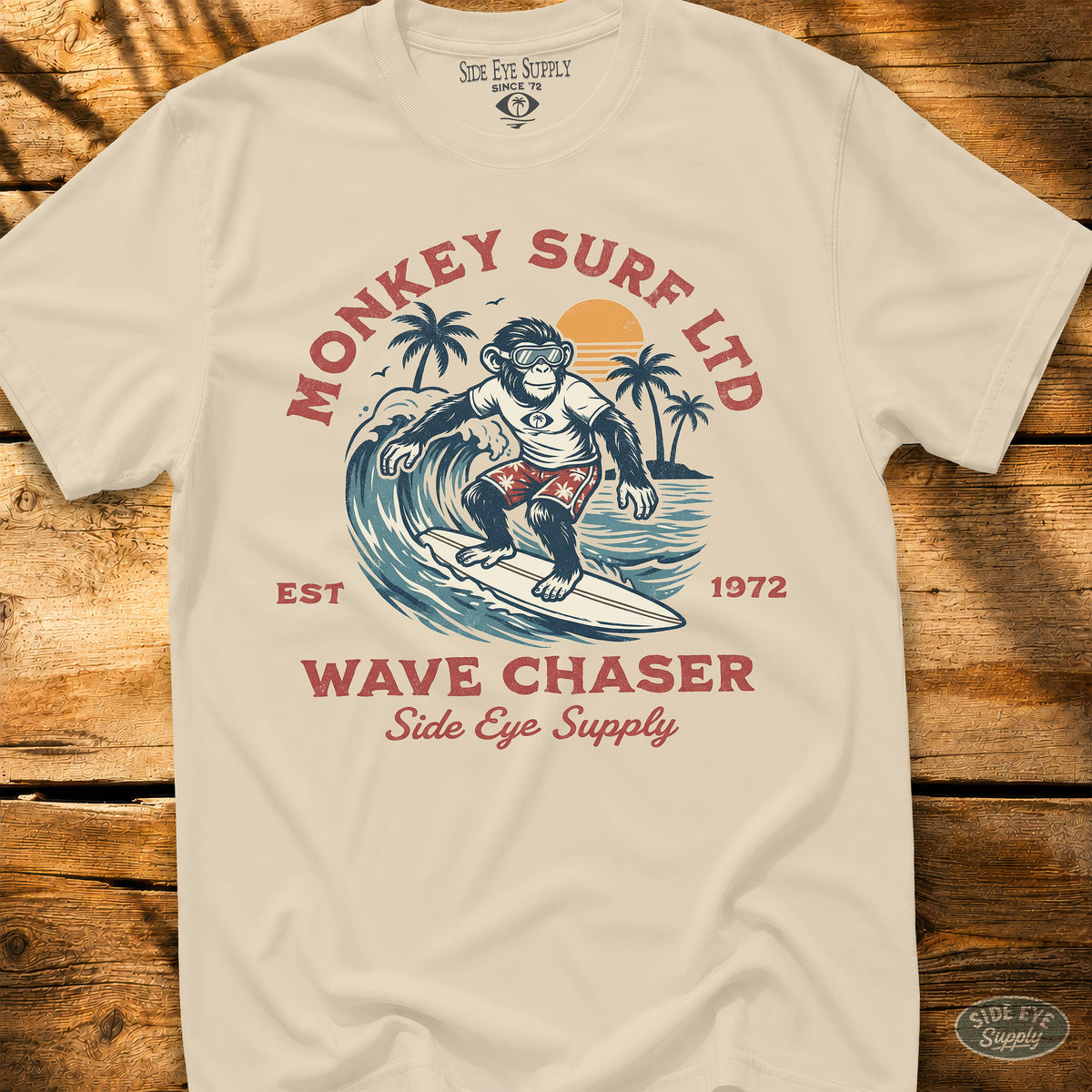 Monkey Surf Tee Natural / S - by Side Eye Supply - Surf Beach Life Apparel