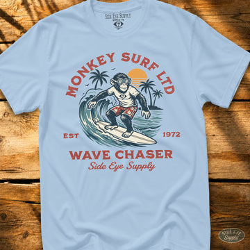 Monkey Surf Tee Light Blue / S - by Side Eye Supply - Surf Beach Life Apparel