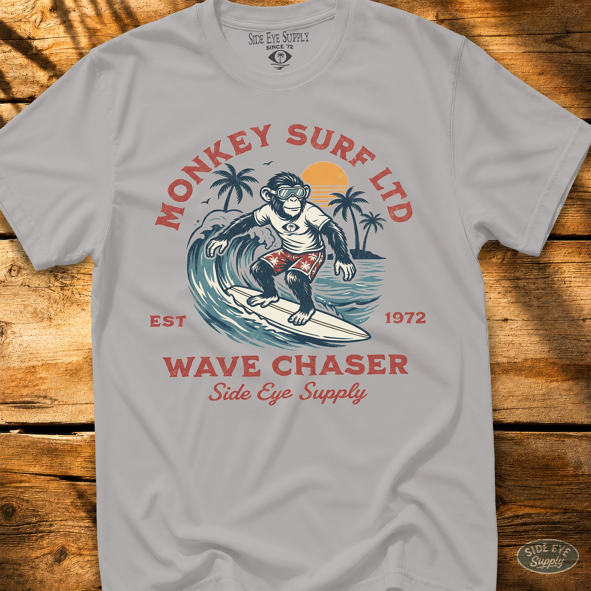 Monkey Surf Tee Ice Grey / S - by Side Eye Supply - Surf Beach Life Apparel