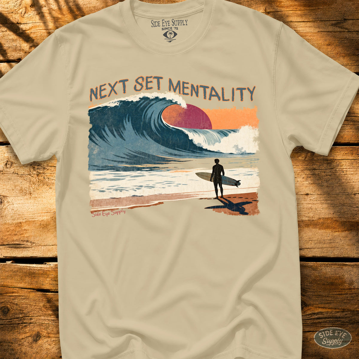 Next Set Mentality Tee Sand / S - by Side Eye Supply - Surf Beach Life Apparel