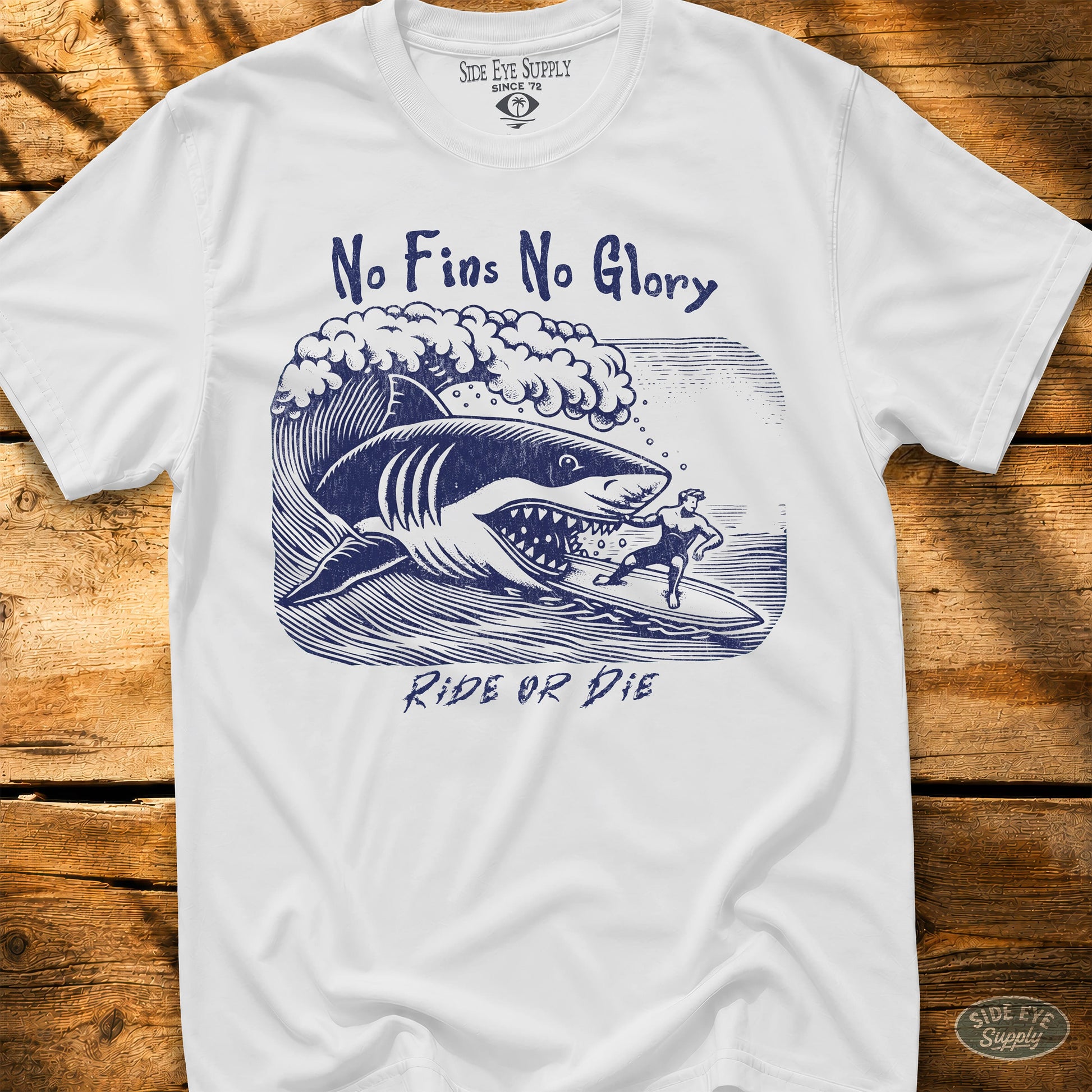 No Fins No Glory Tee White / S - by Side Eye Supply - Surf Beach Life Apparel