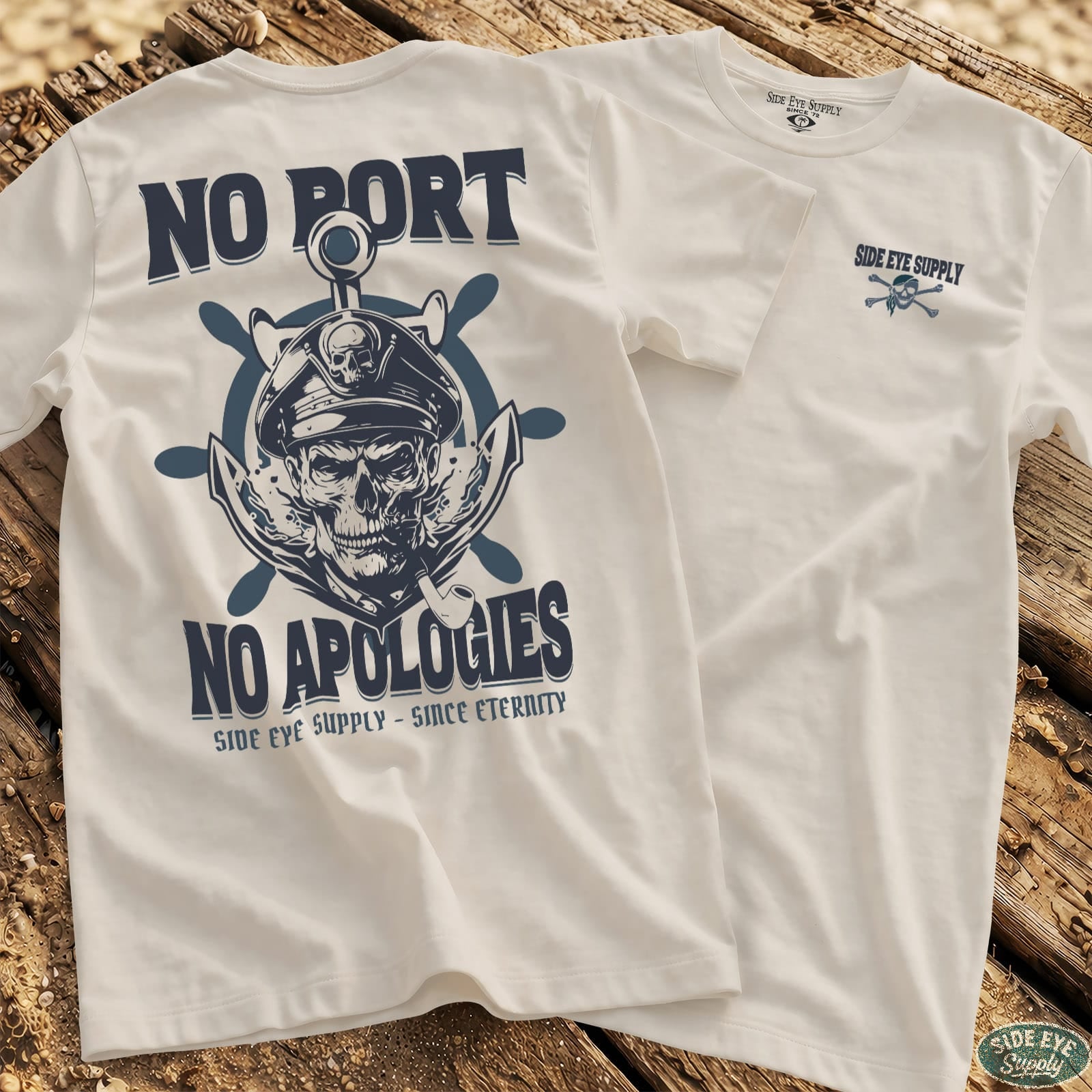 No Port Tee White / S - by Side Eye Supply - Surf Beach Life Apparel