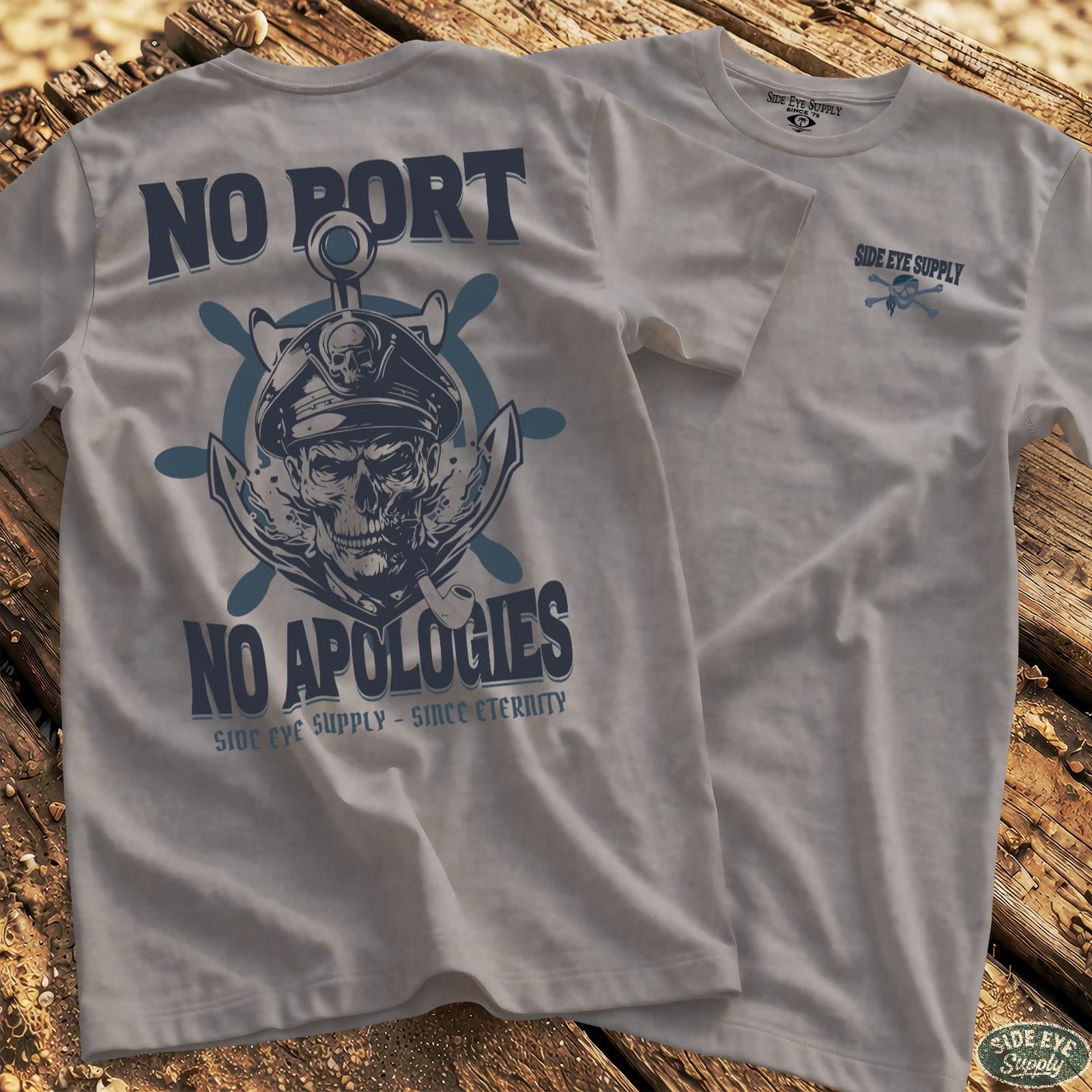 No Port Tee Sport Grey / S - by Side Eye Supply - Surf Beach Life Apparel