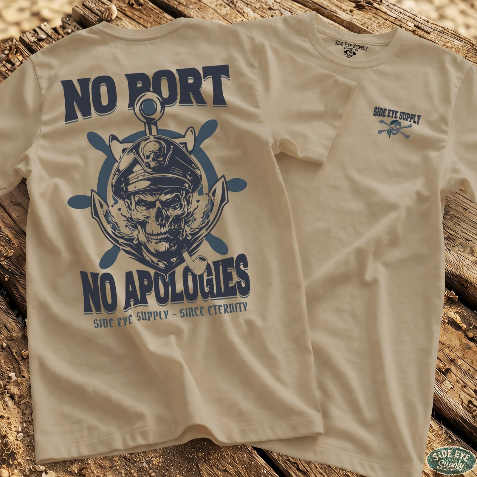 No Port Tee Sand / S - by Side Eye Supply - Surf Beach Life Apparel