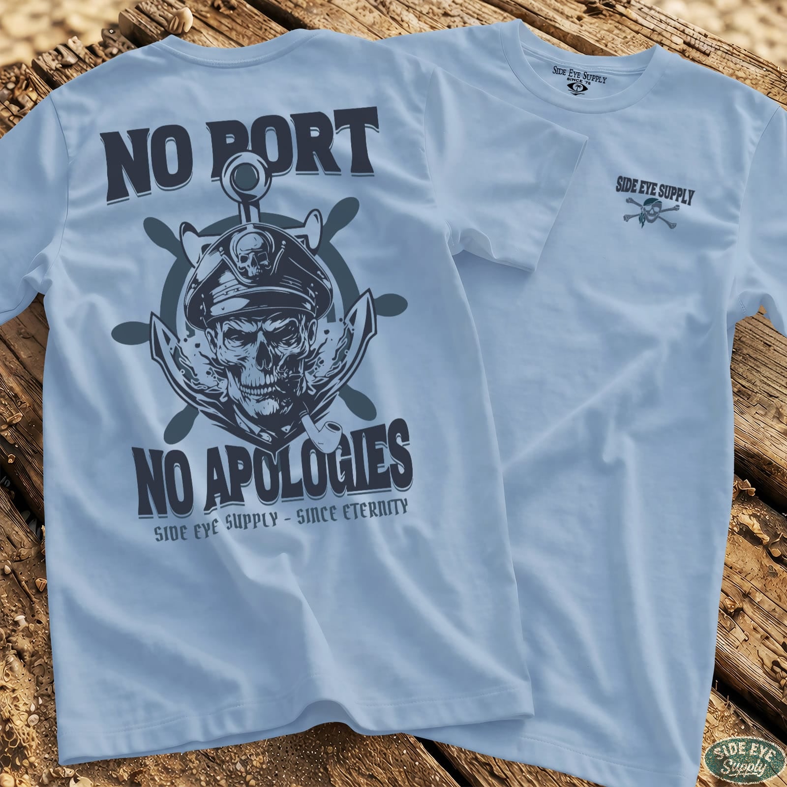 No Port Tee Light Blue / S - by Side Eye Supply - Surf Beach Life Apparel