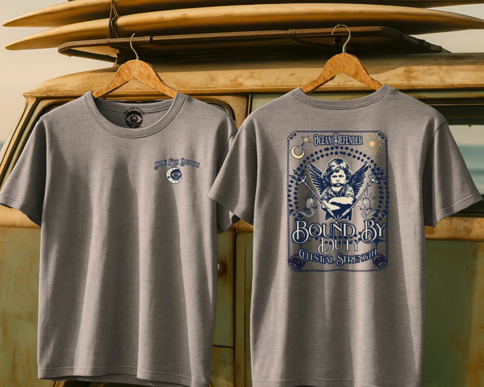 Ocean Defender Tee Sport Grey / S - by Side Eye Supply - Surf Beach Life Apparel