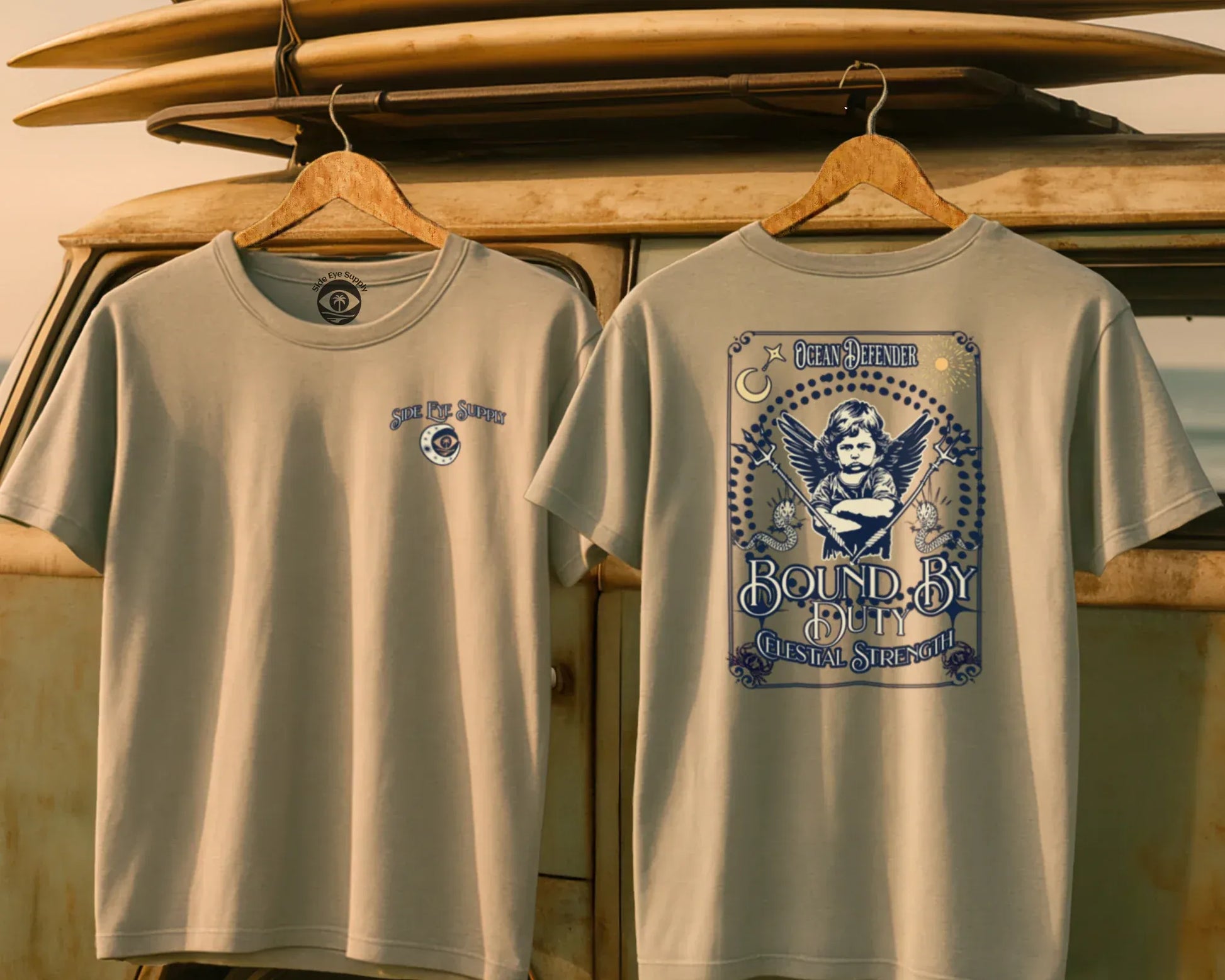 Ocean Defender Tee Sand / S - by Side Eye Supply - Surf Beach Life Apparel