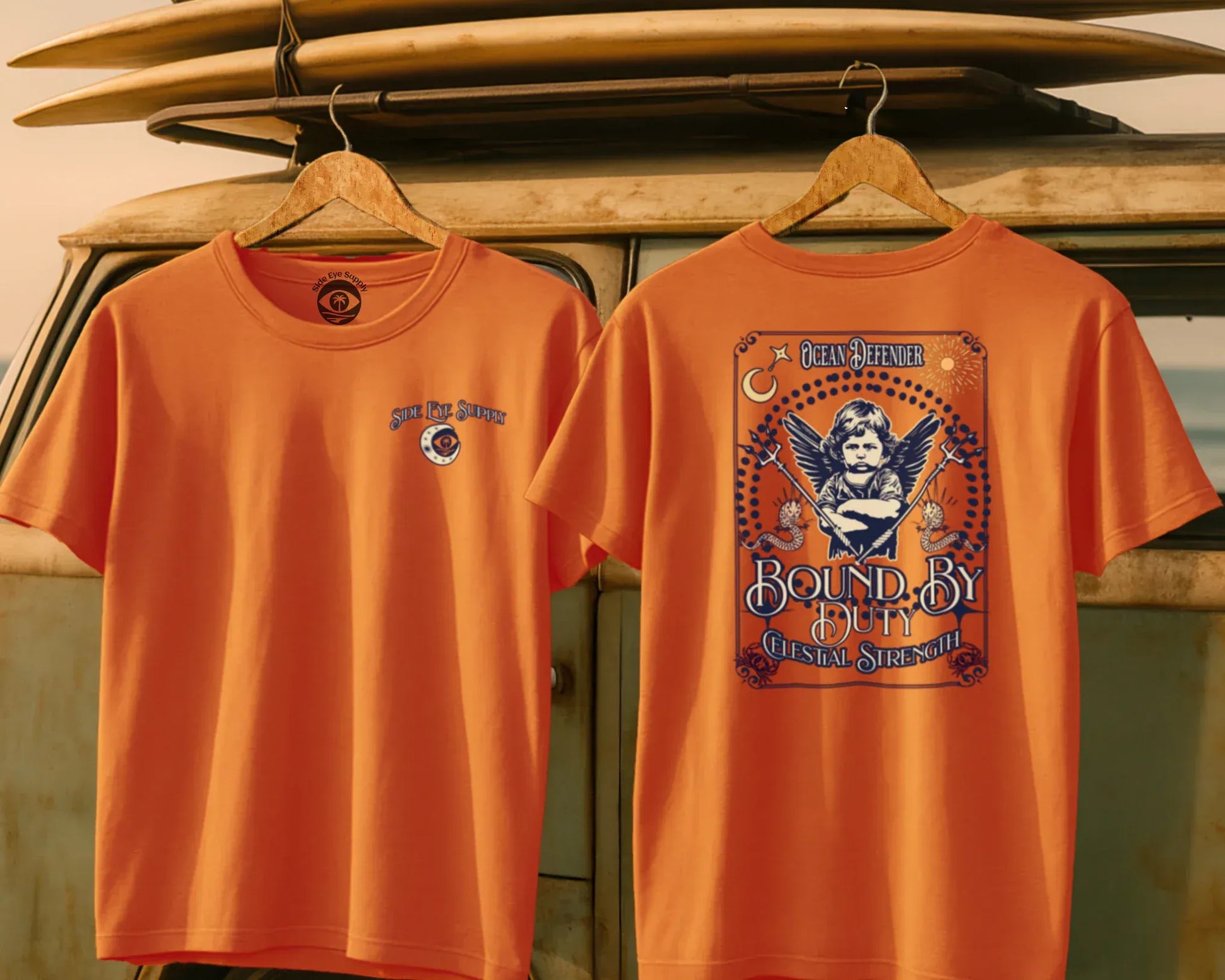 Ocean Defender Tee Orange / S - by Side Eye Supply - Surf Beach Life Apparel