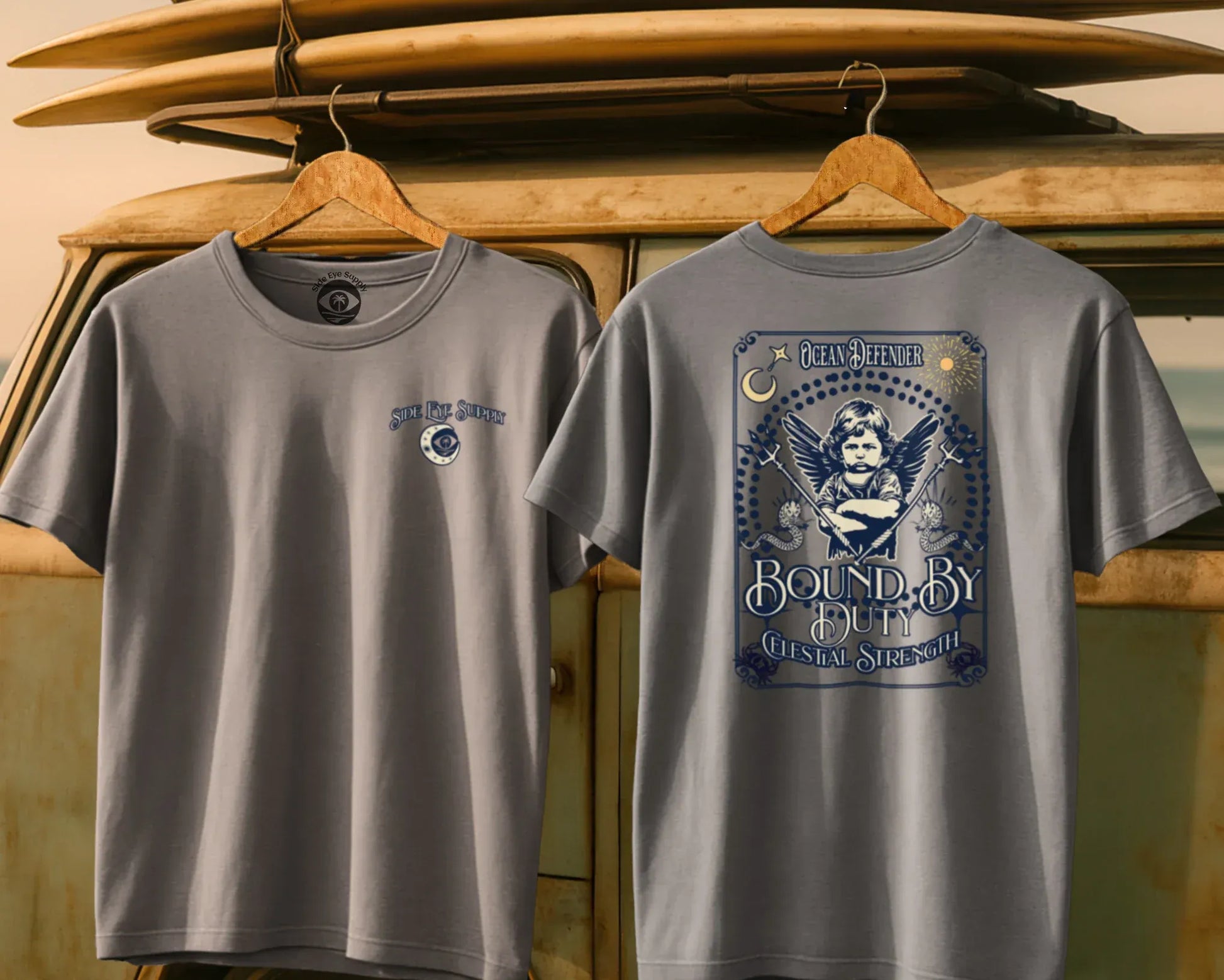 Ocean Defender Tee Ice Grey / S - by Side Eye Supply - Surf Beach Life Apparel