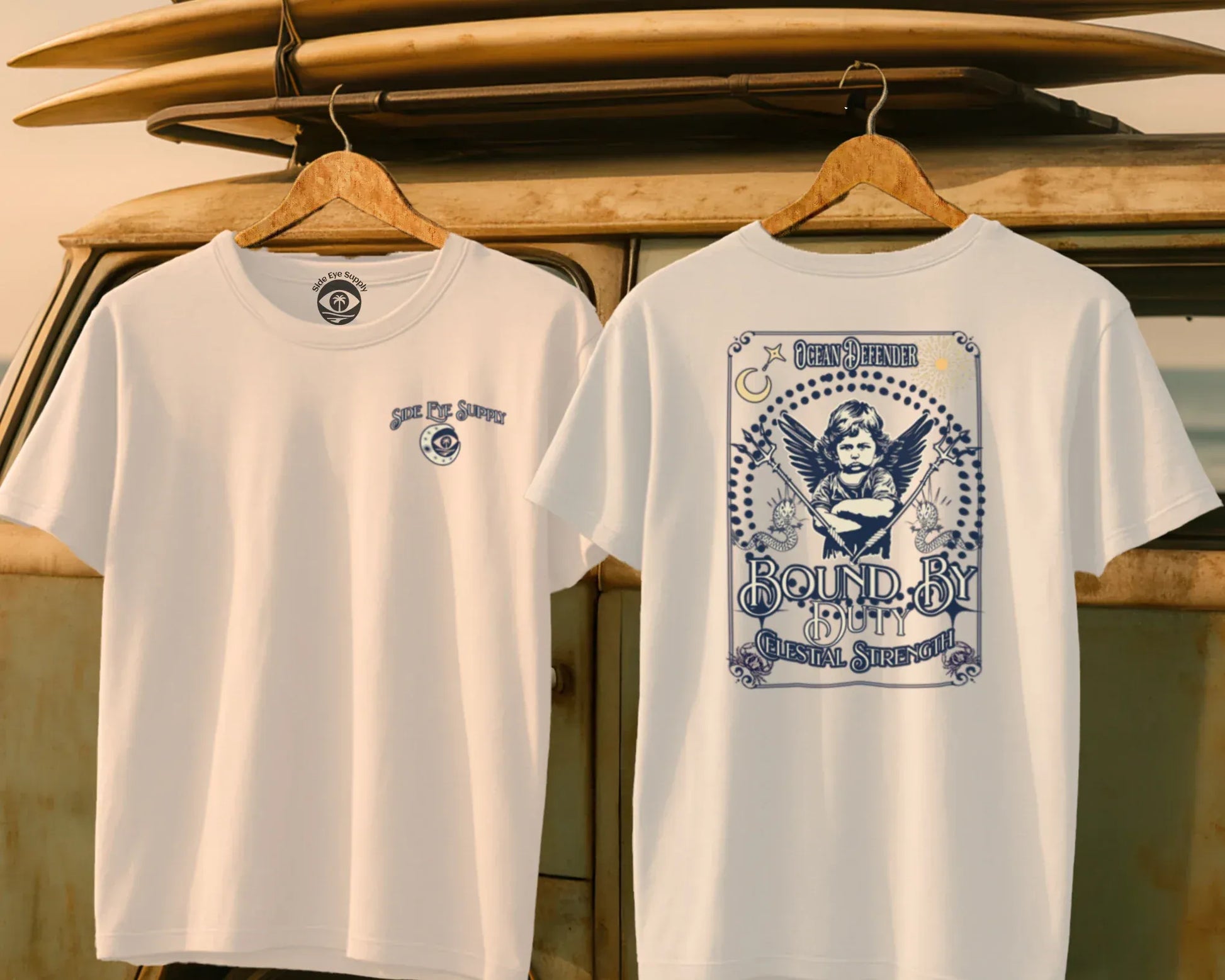 Ocean Defender Tee White / S - by Side Eye Supply - Surf Beach Life Apparel