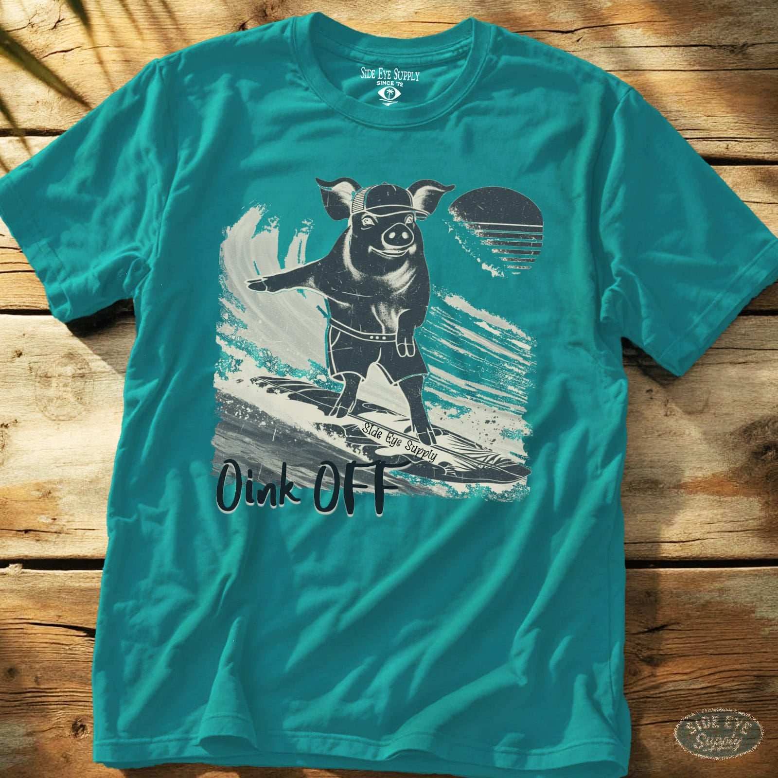 Oink Off Tee Tropical Blue / S - by Side Eye Supply - Surf Beach Life Apparel